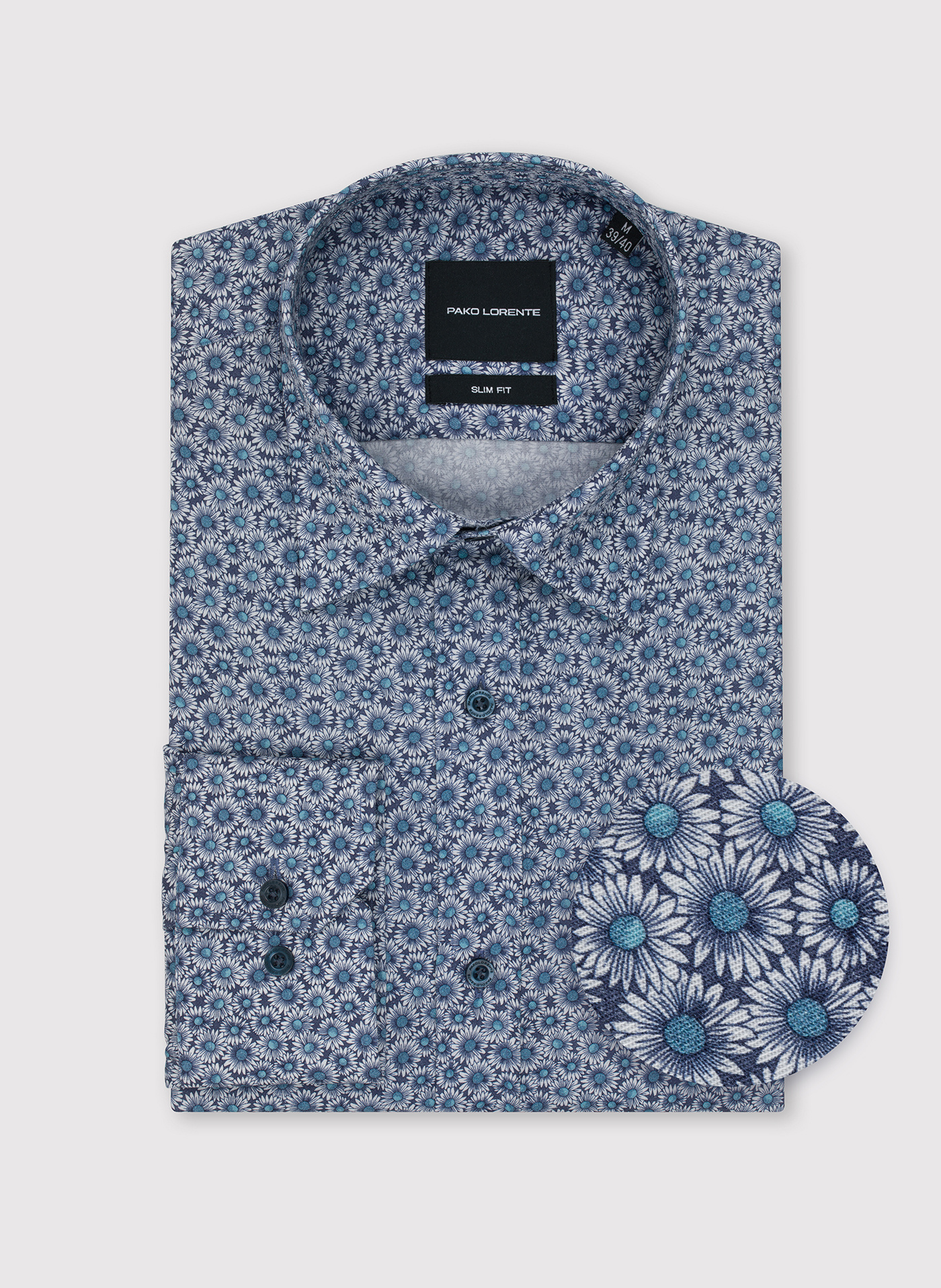 PAKO LORENTE - Niebieska koszula męska w kwiaty - Pako Lorente