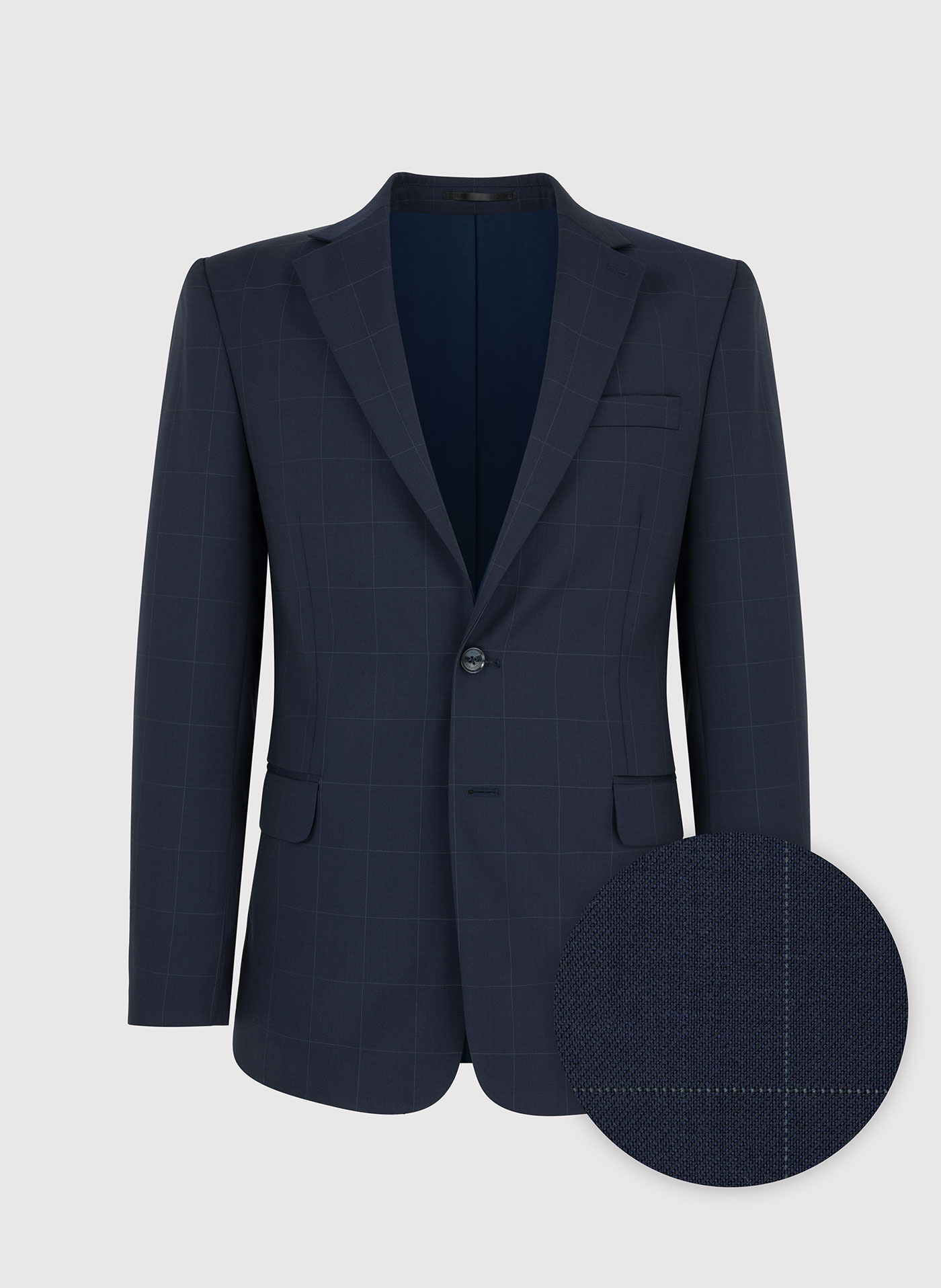 Granatowa wełniana marynarka garniturowa w kratę - Pako Lorente