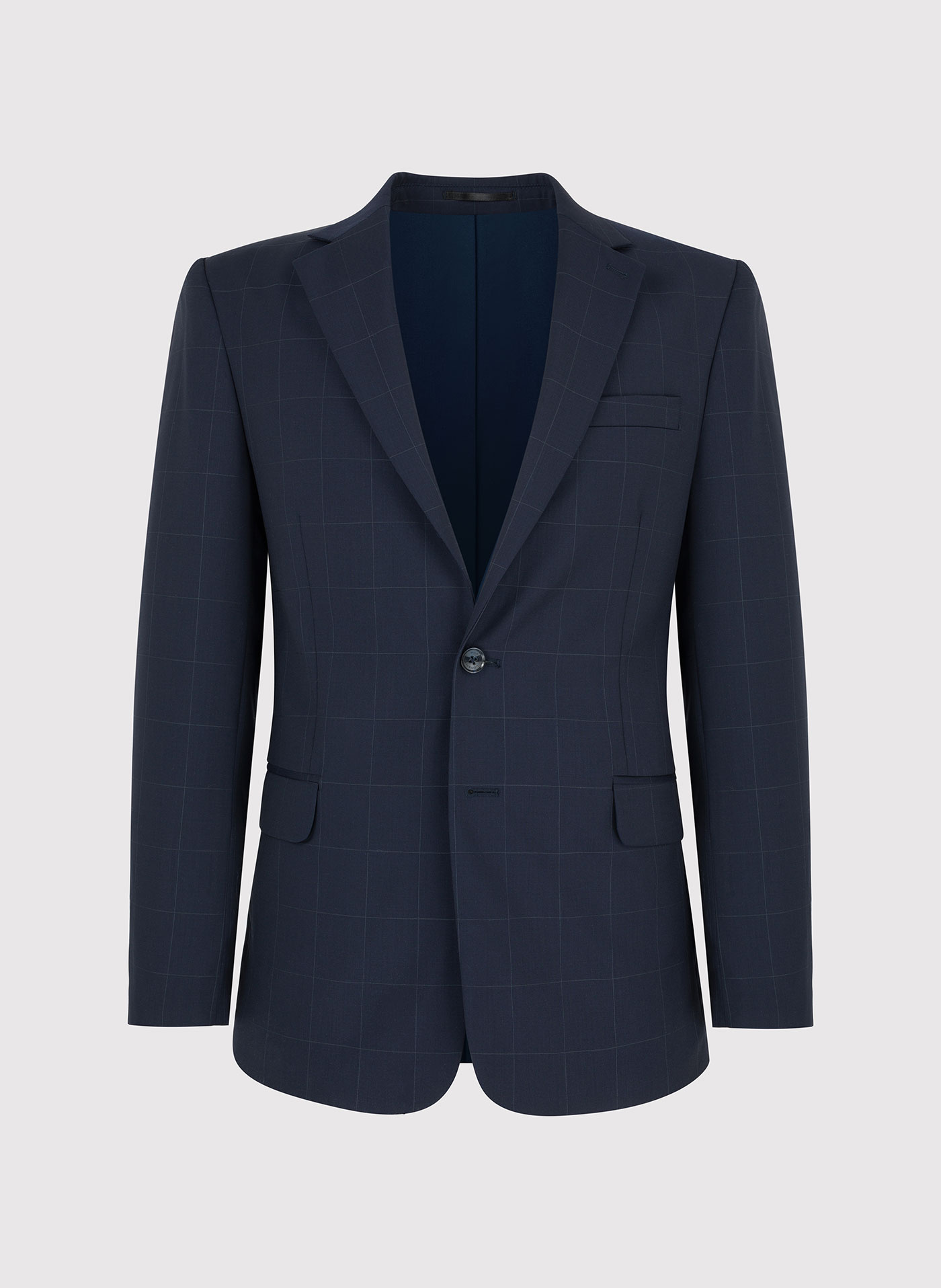 Granatowa wełniana marynarka garniturowa w kratę - Pako Lorente