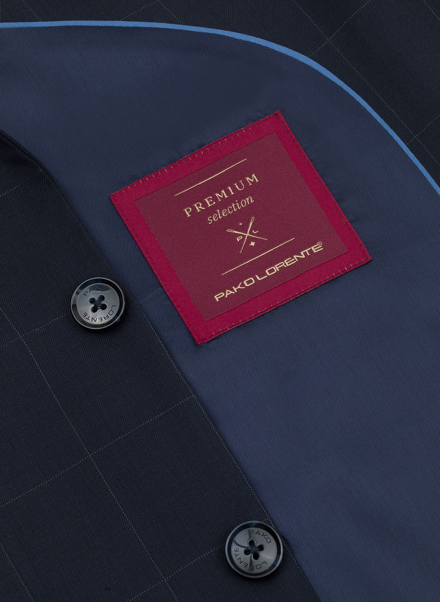 Granatowa wełniana marynarka garniturowa w kratę - Pako Lorente