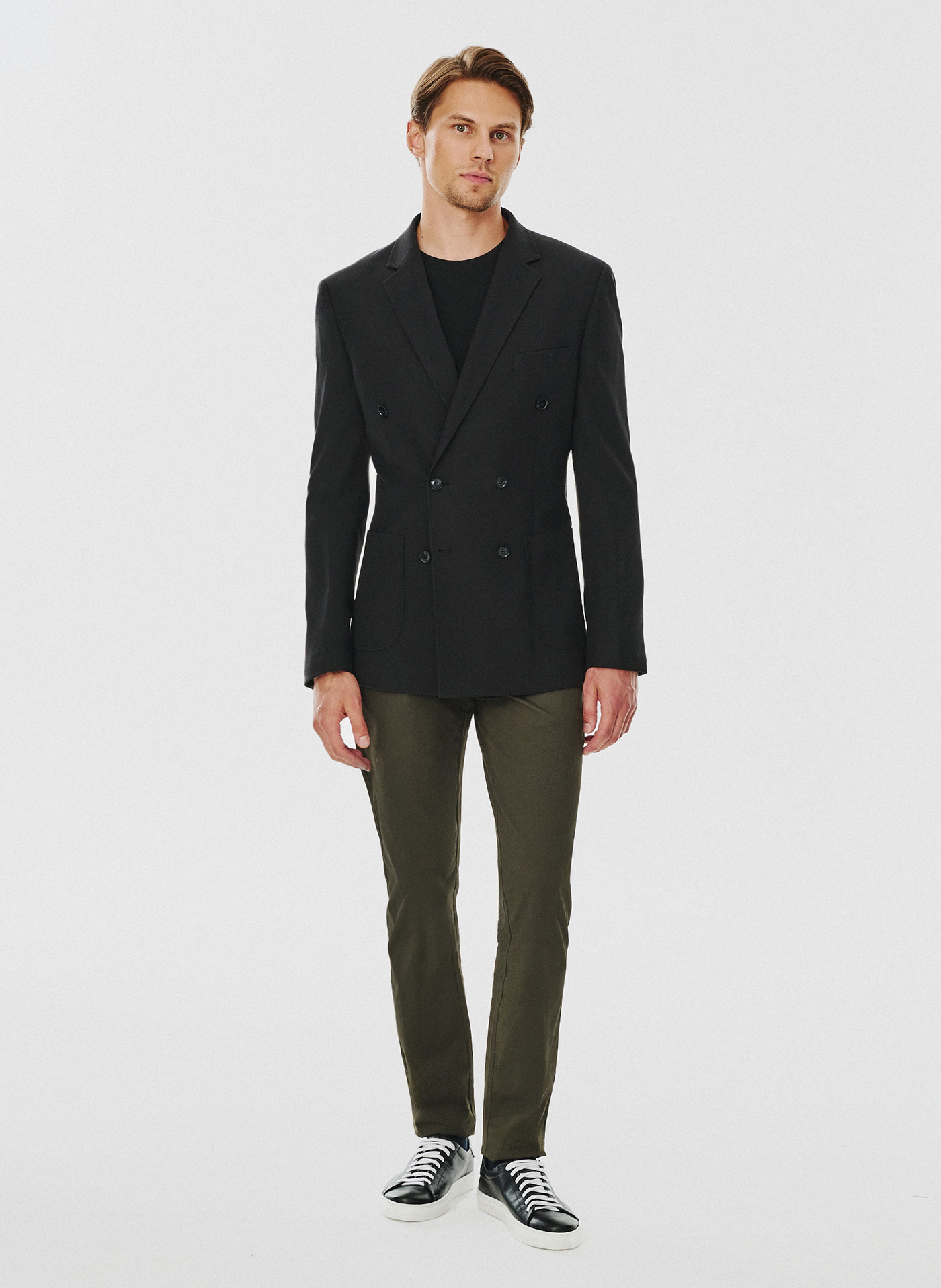 Czarna dwurzędowa marynarka męska - Pako Lorente