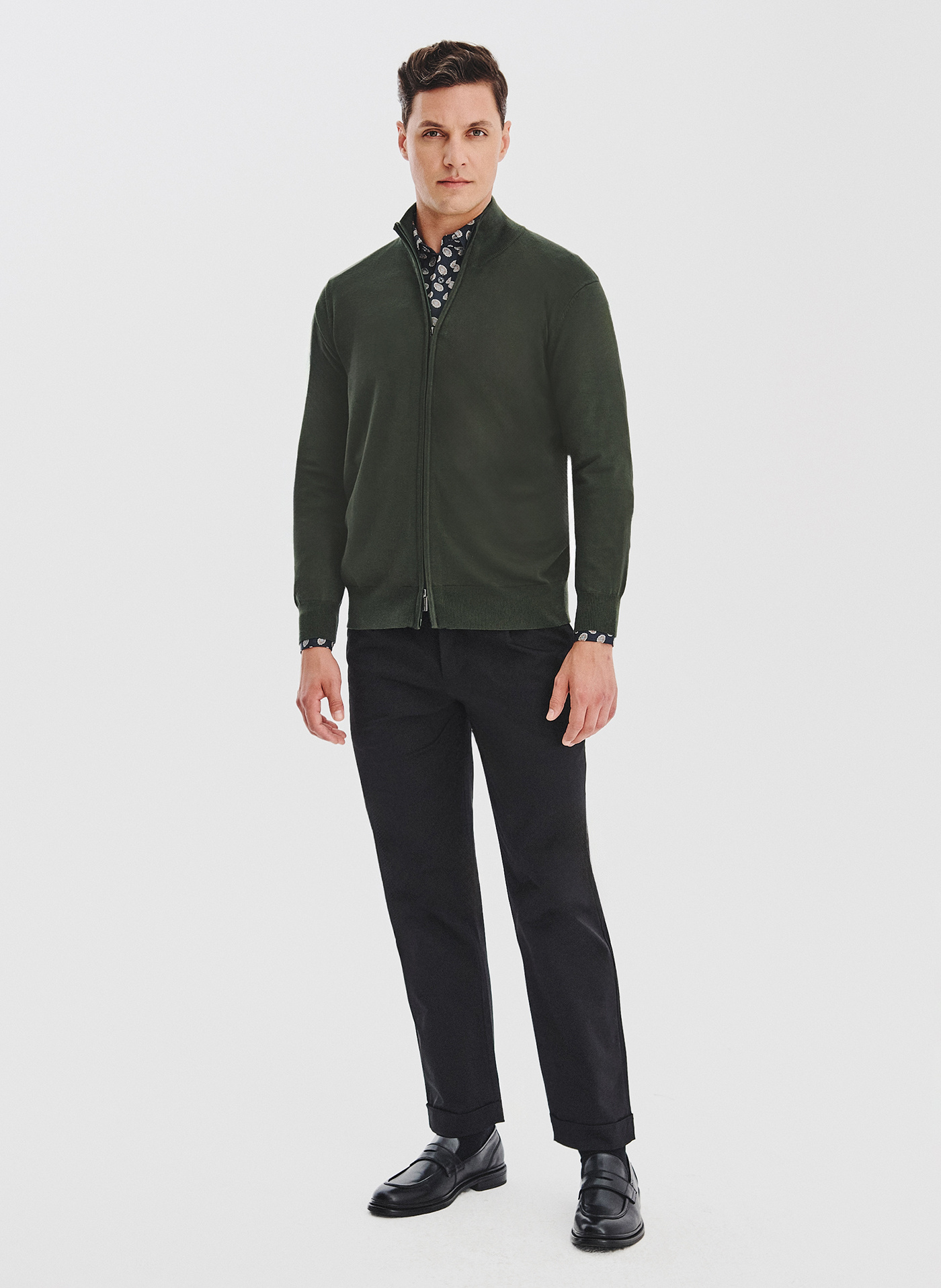 PAKO LORENTE - Zielony rozpinany sweter męski - Pako Lorente