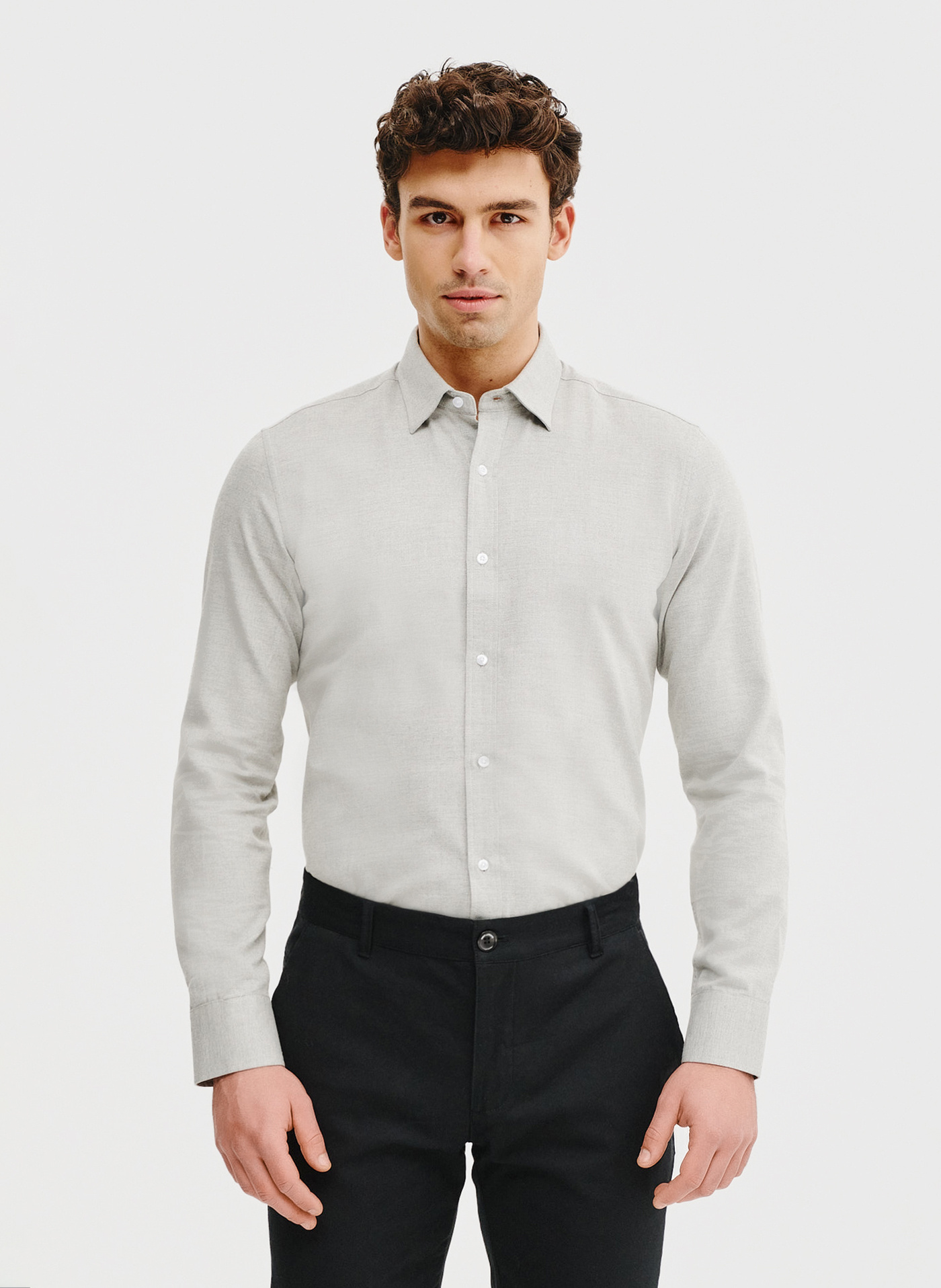 Zielono-szara bawełniana koszula męska - Pako Lorente