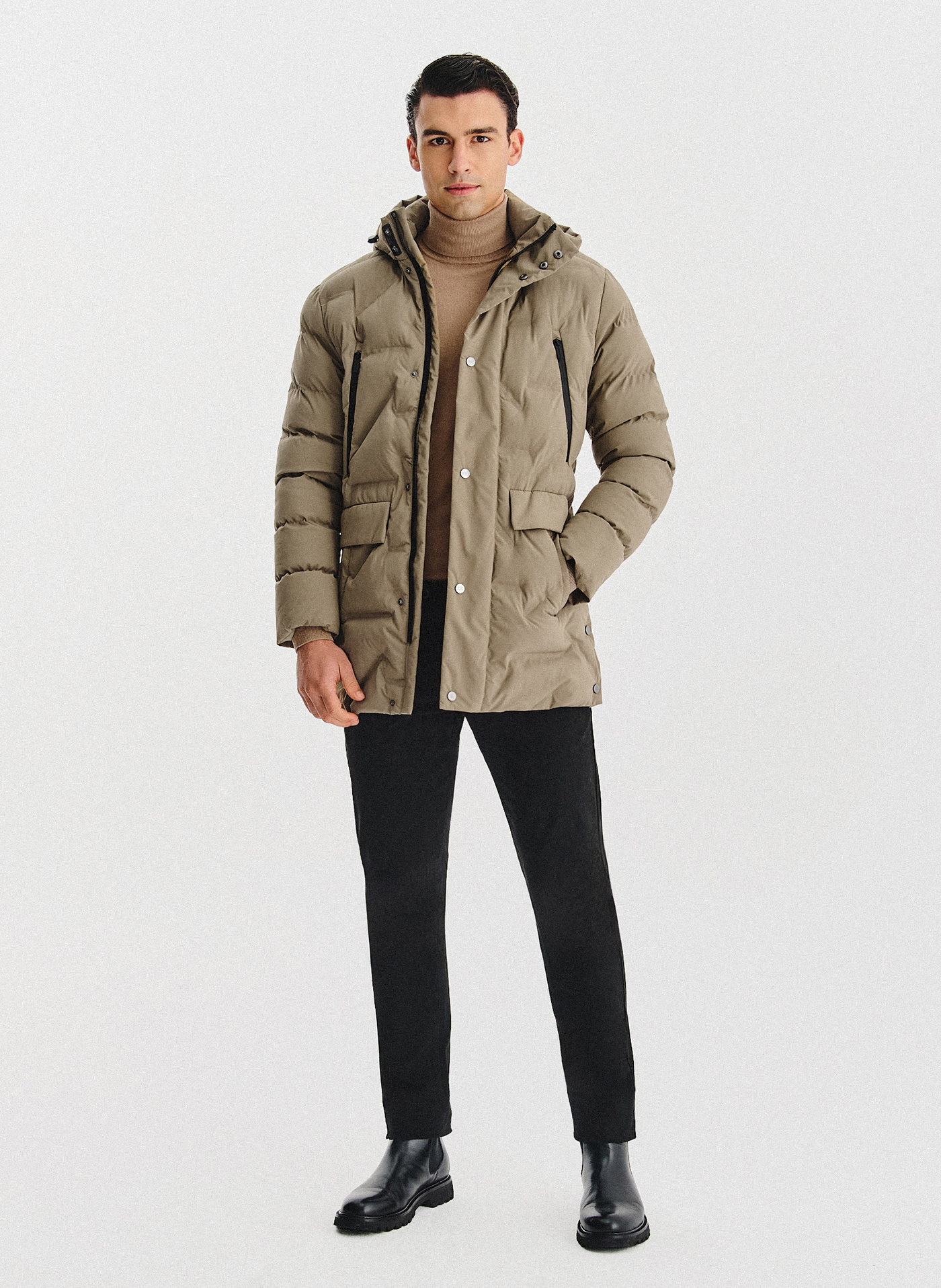 Beżowa kurtka męska na zimę - Pako Lorente