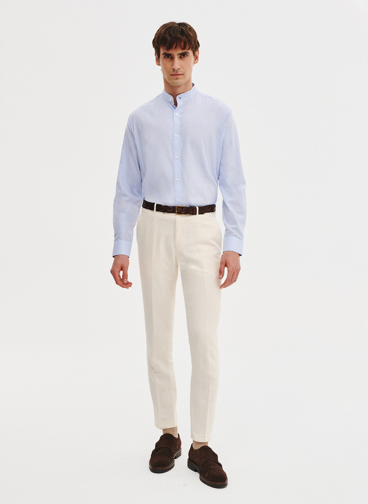 PAKO LORENTE - Niebieska koszula męska z lnu i bawełny - Pako Lorente