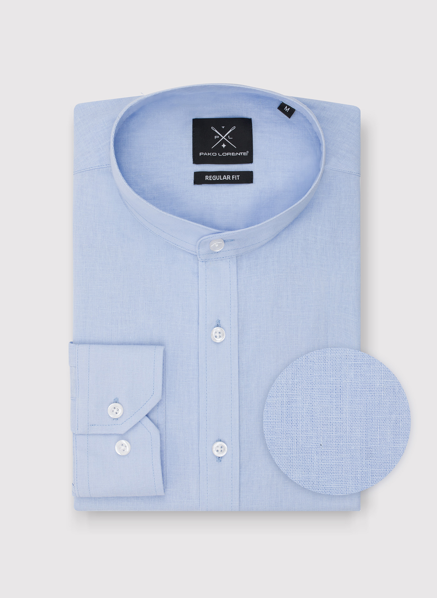 PAKO LORENTE - Niebieska koszula męska z lnu i bawełny - Pako Lorente