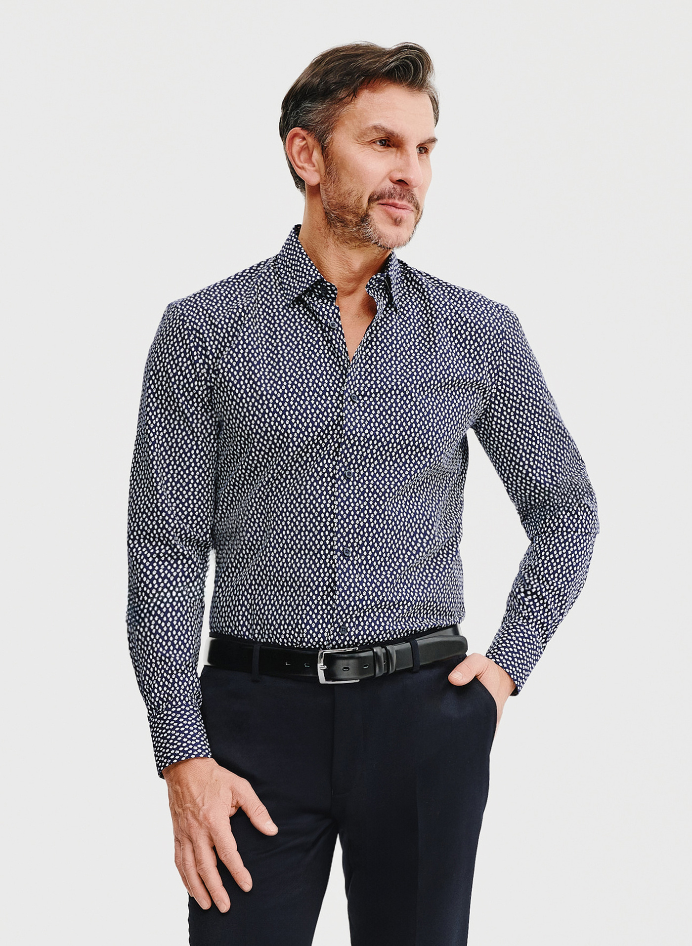 Casualowa koszula męska w mikrowzór - Pako Lorente