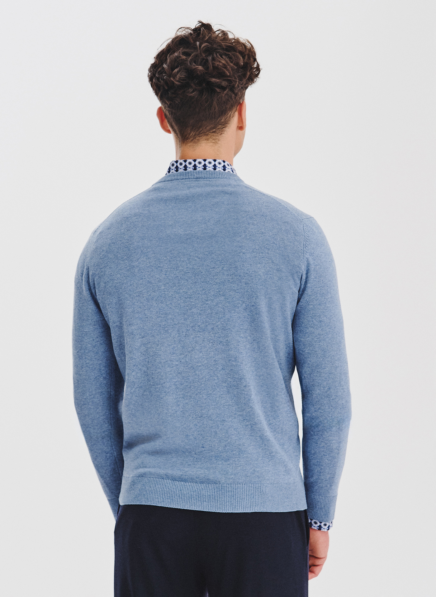 PAKO LORENTE - Niebieski sweter męski v-neck - Pako Lorente