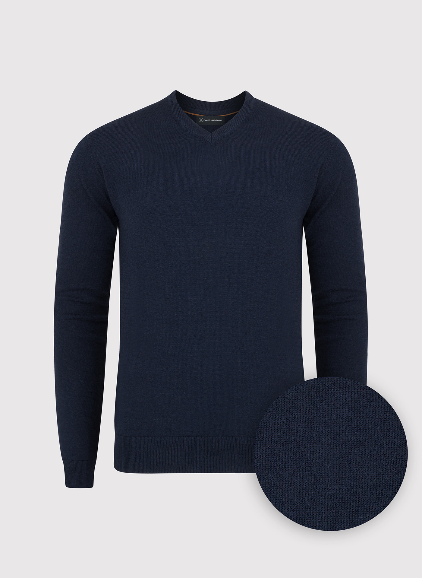 Granatowy męski sweter w serek - Pako Lorente