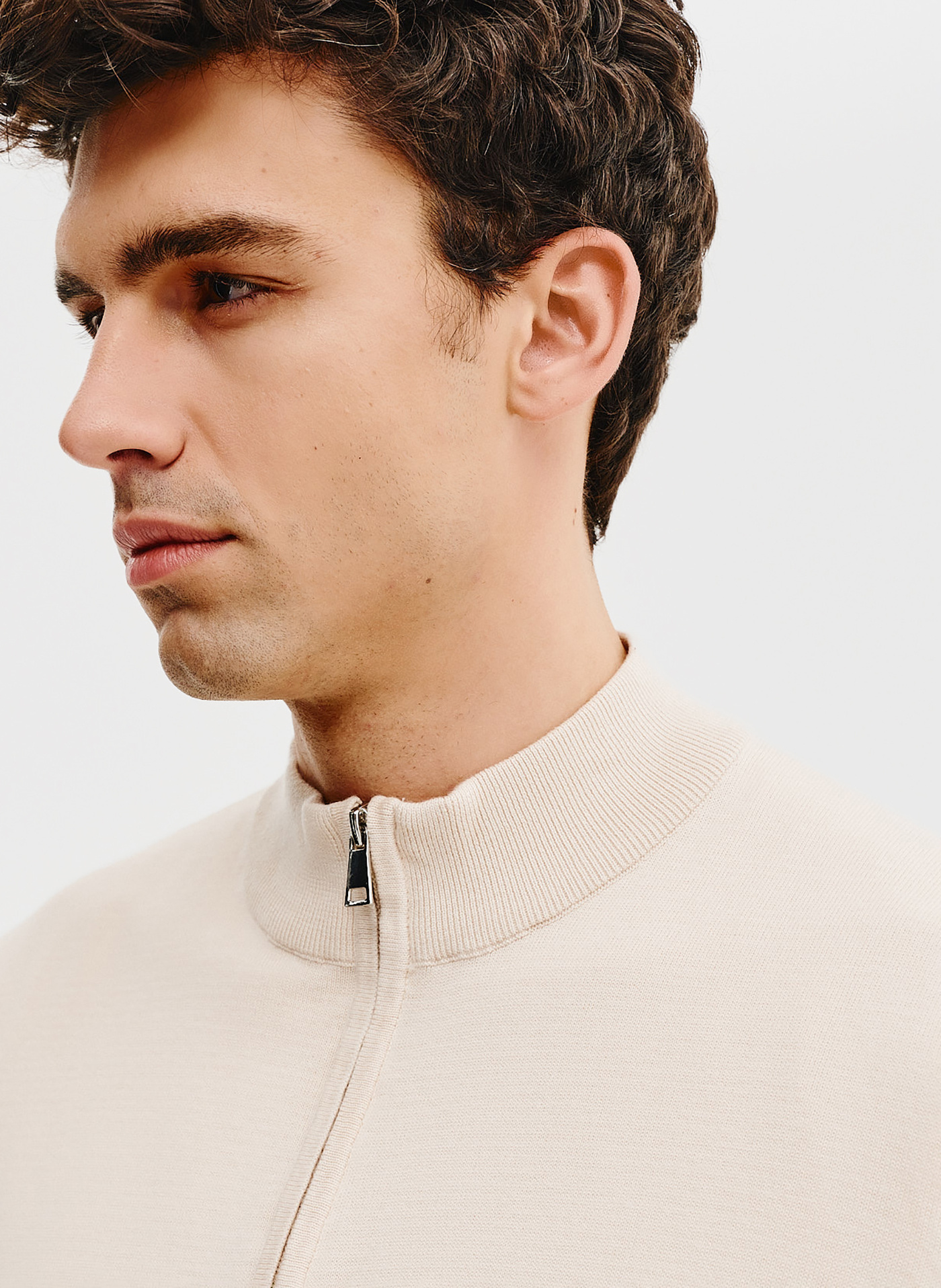 Sweter męski rozpinany w kolorze beżowym - Pako Lorente