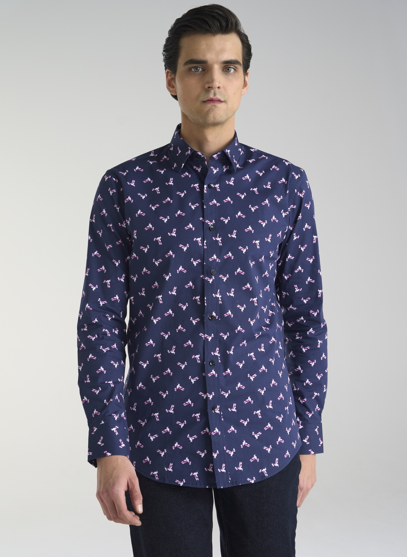 Granatowa koszula w kolibry - Pako Lorente