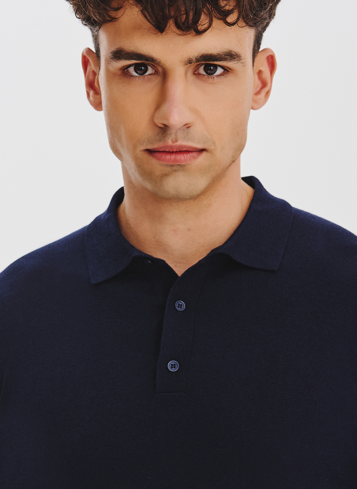 PAKO LORENTE - Granatowy swetrowy t-shirt polo - Pako Lorente