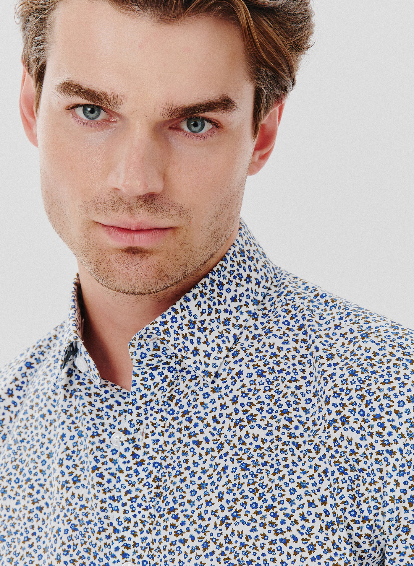 Koszula męska w kwiatki długi rękaw - Pako Lorente