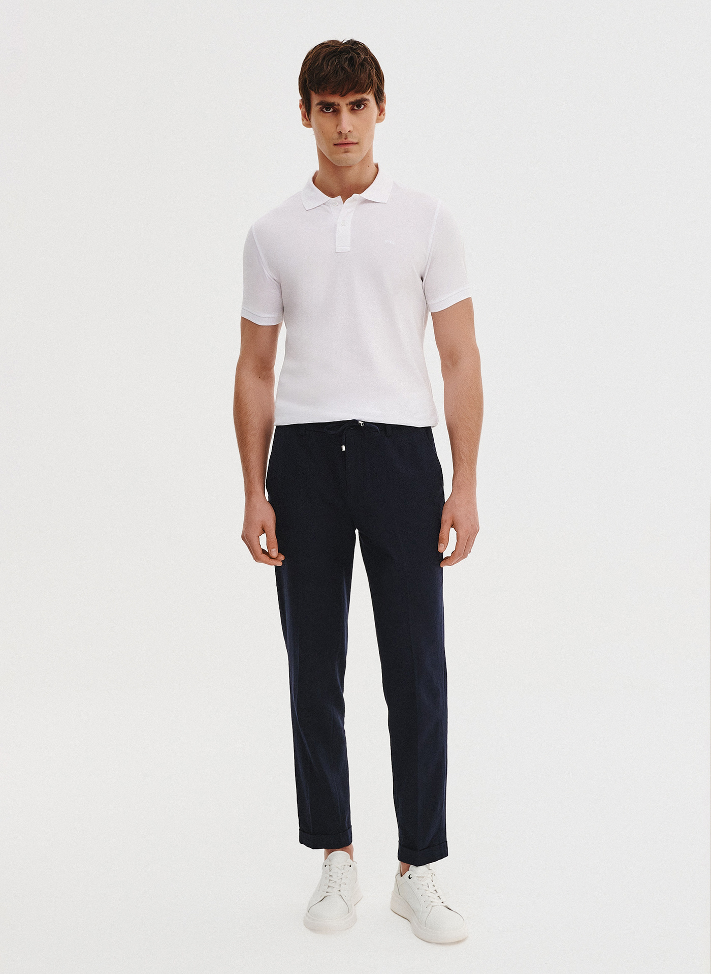 PAKO LORENTE - Biały gładki t-shirt polo - Pako Lorente