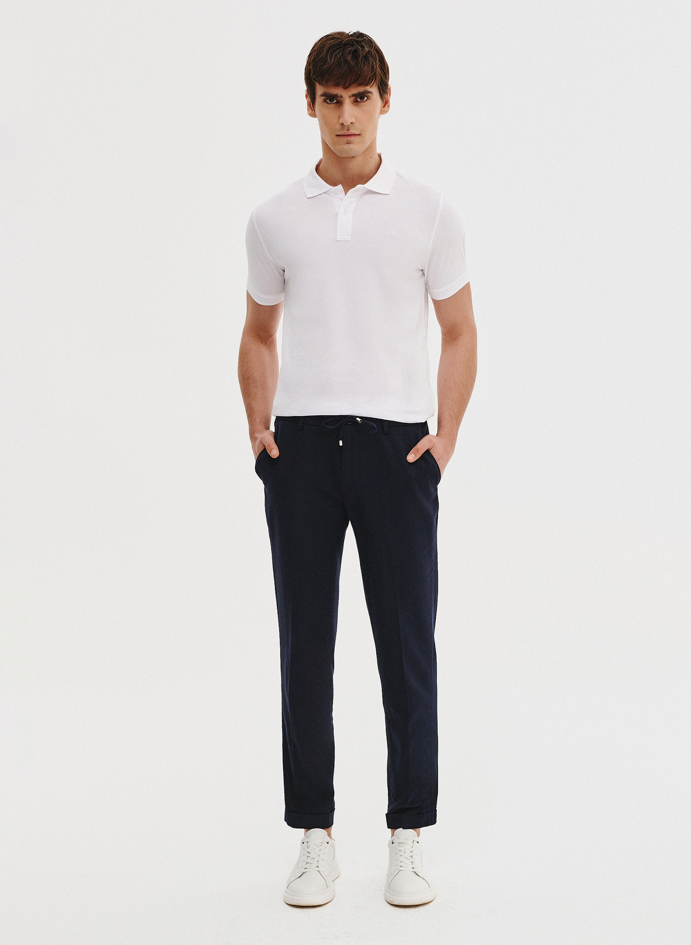 PAKO LORENTE - Biały gładki t-shirt polo - Pako Lorente