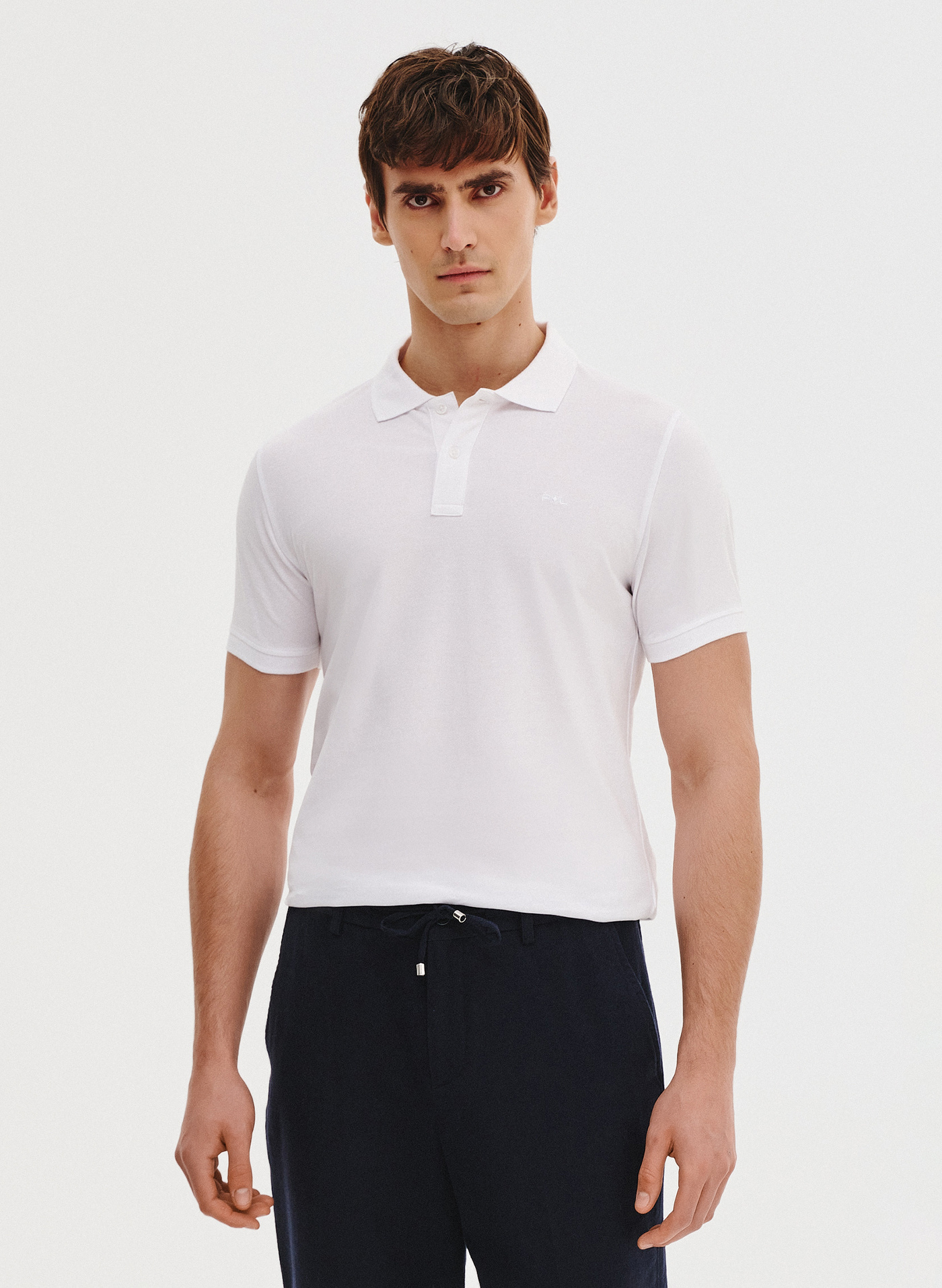 PAKO LORENTE - Biały gładki t-shirt polo - Pako Lorente