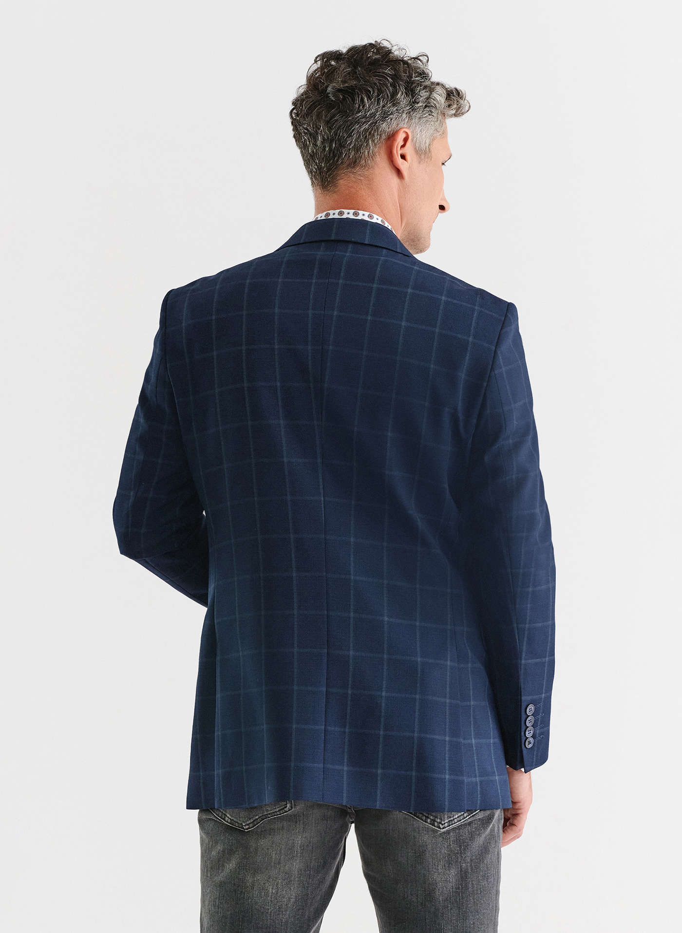 Granatowa marynarka garniturowa w kratę - Pako Lorente