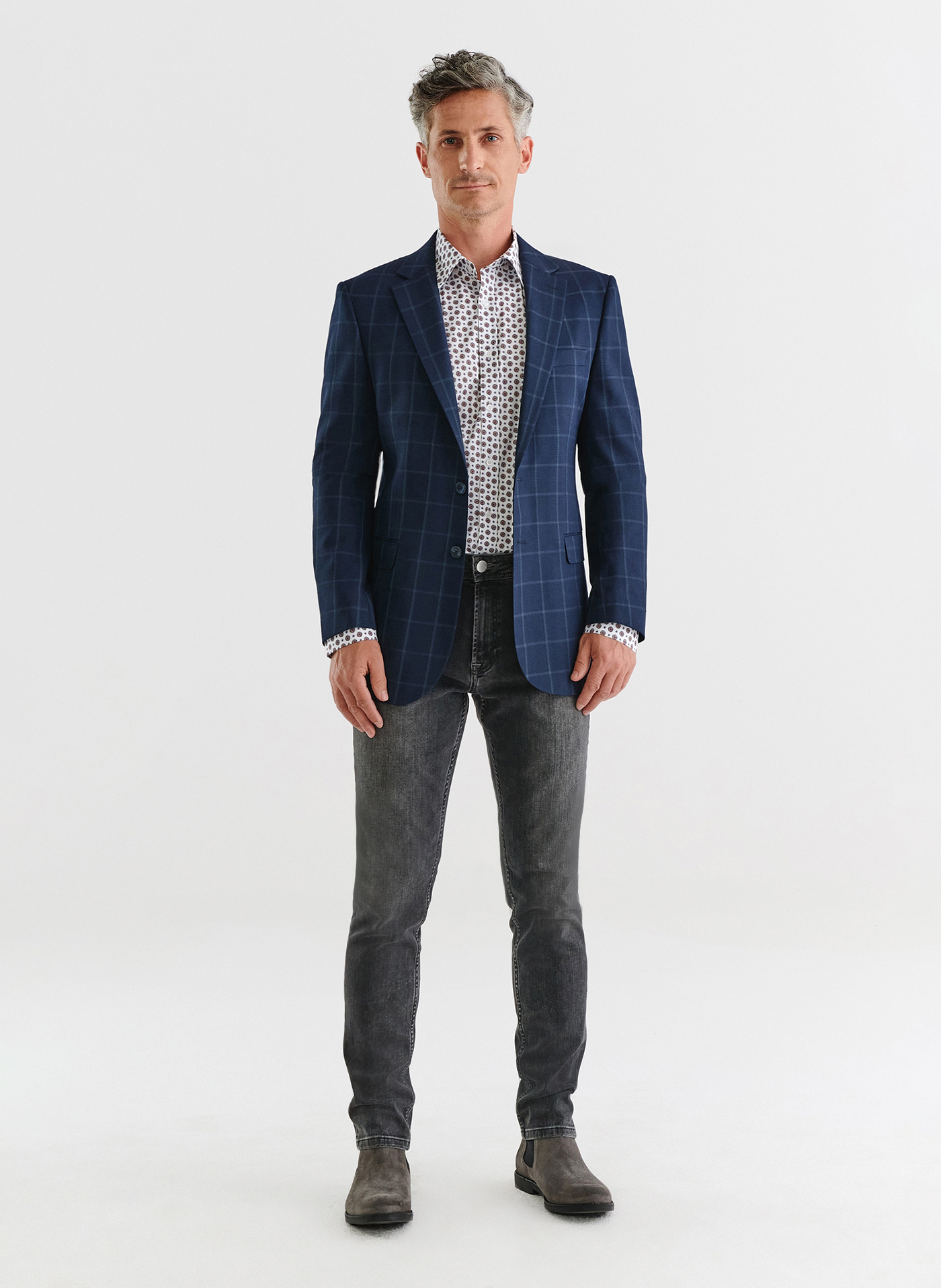 Granatowa marynarka garniturowa w kratę - Pako Lorente