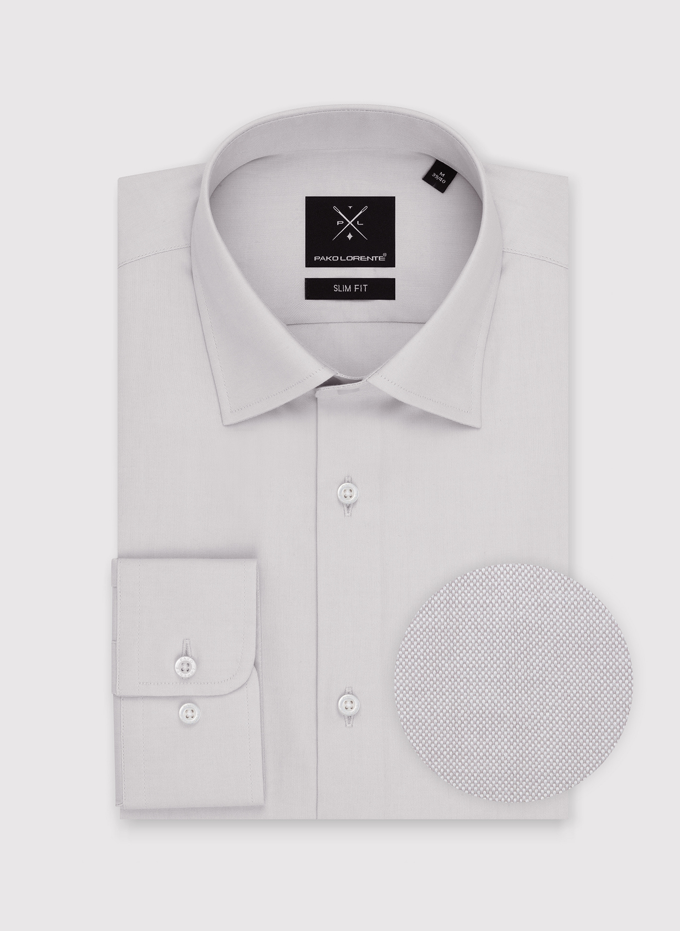 Gładka koszula męska w kolorze szaro- beżowym - Pako Lorente