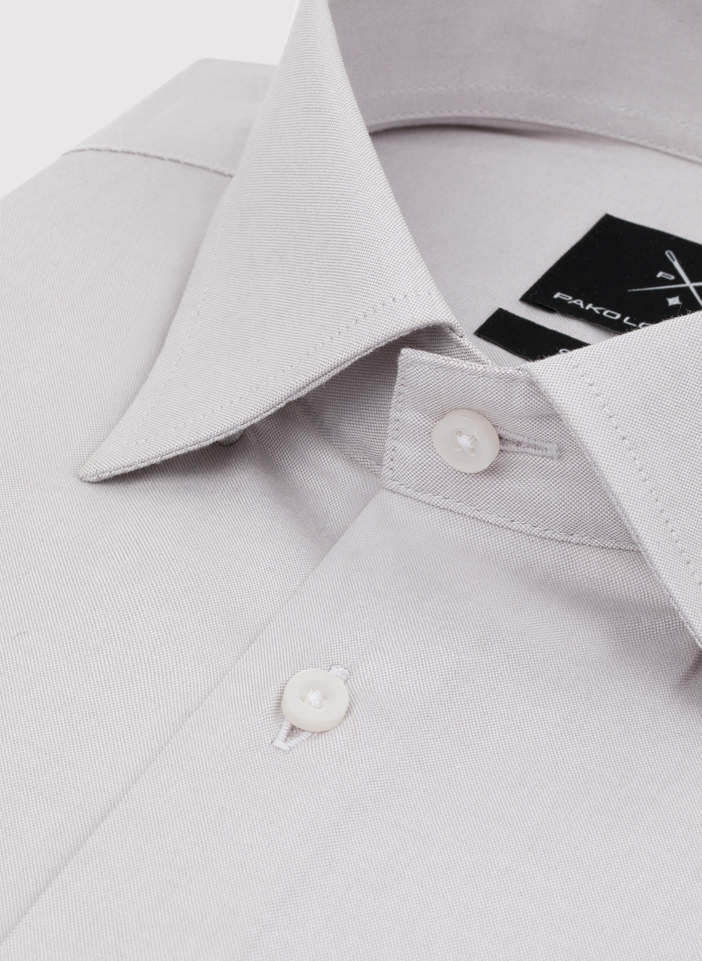 Gładka koszula męska w kolorze szaro- beżowym - Pako Lorente