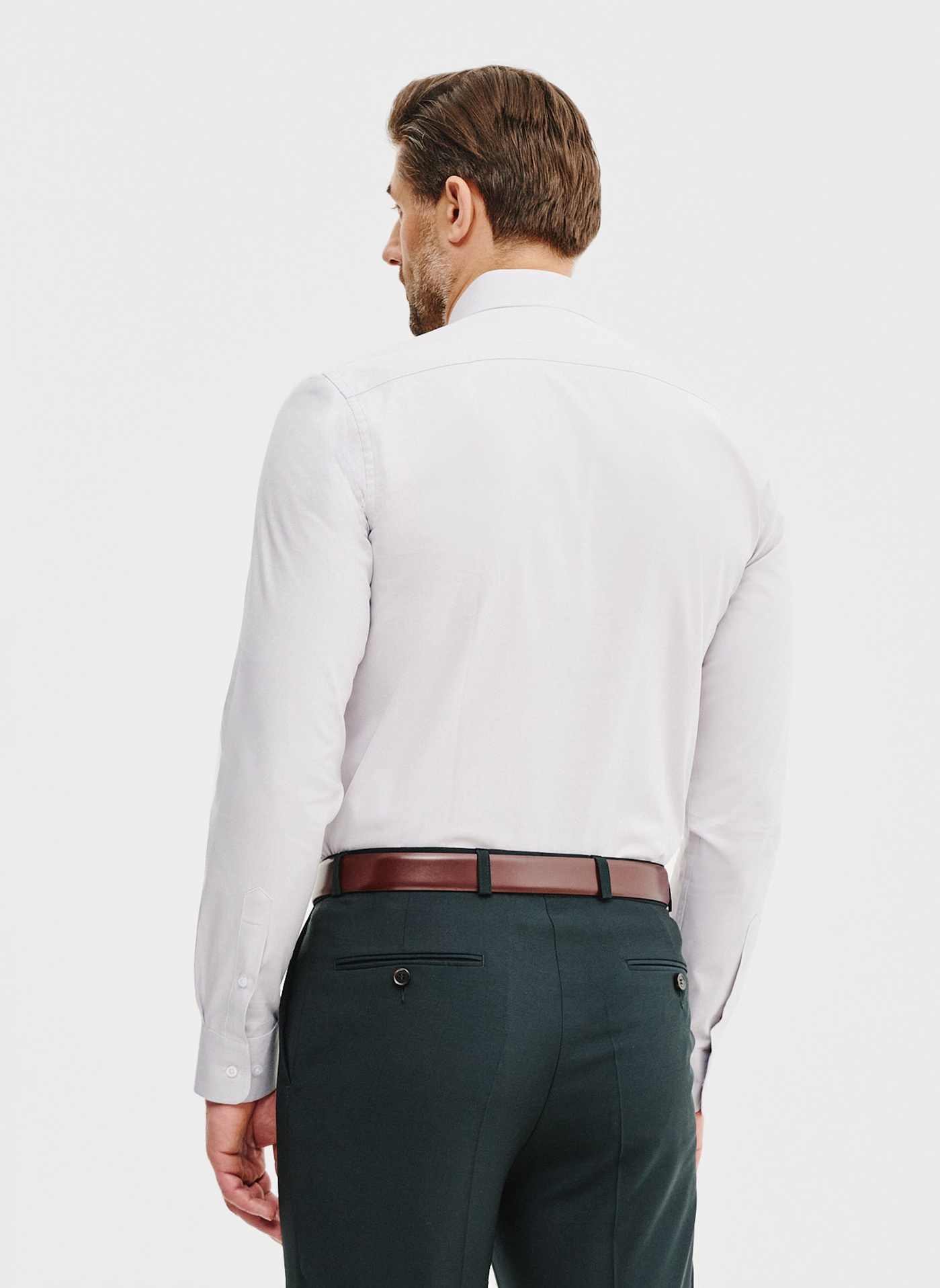 Gładka koszula męska w kolorze szaro- beżowym - Pako Lorente