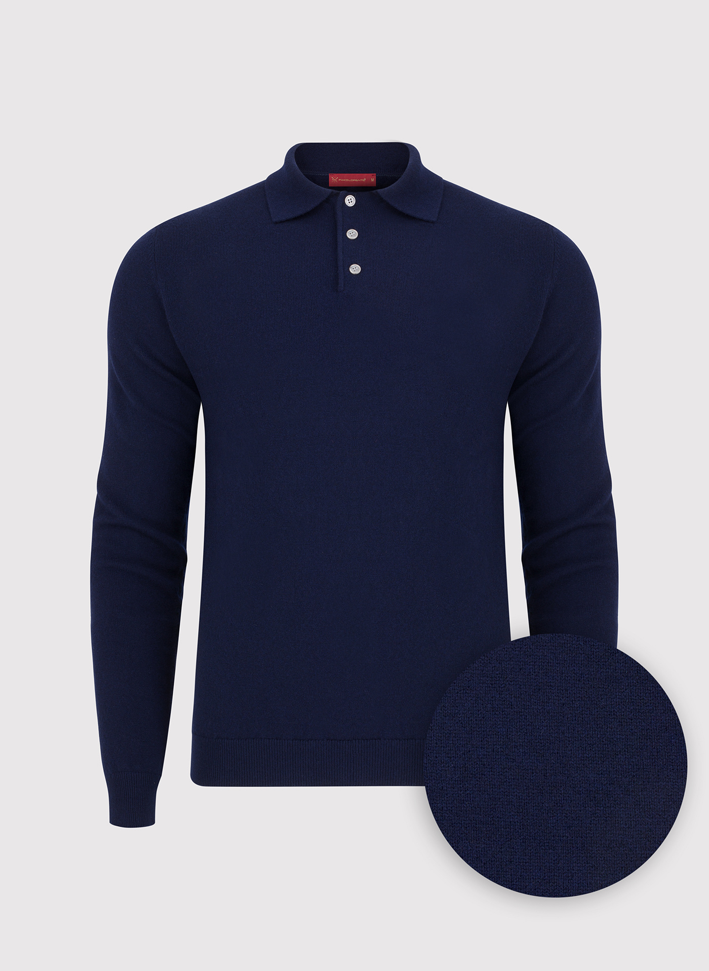 Męski granatowy sweter z kołnierzykiem polo - Pako Lorente
