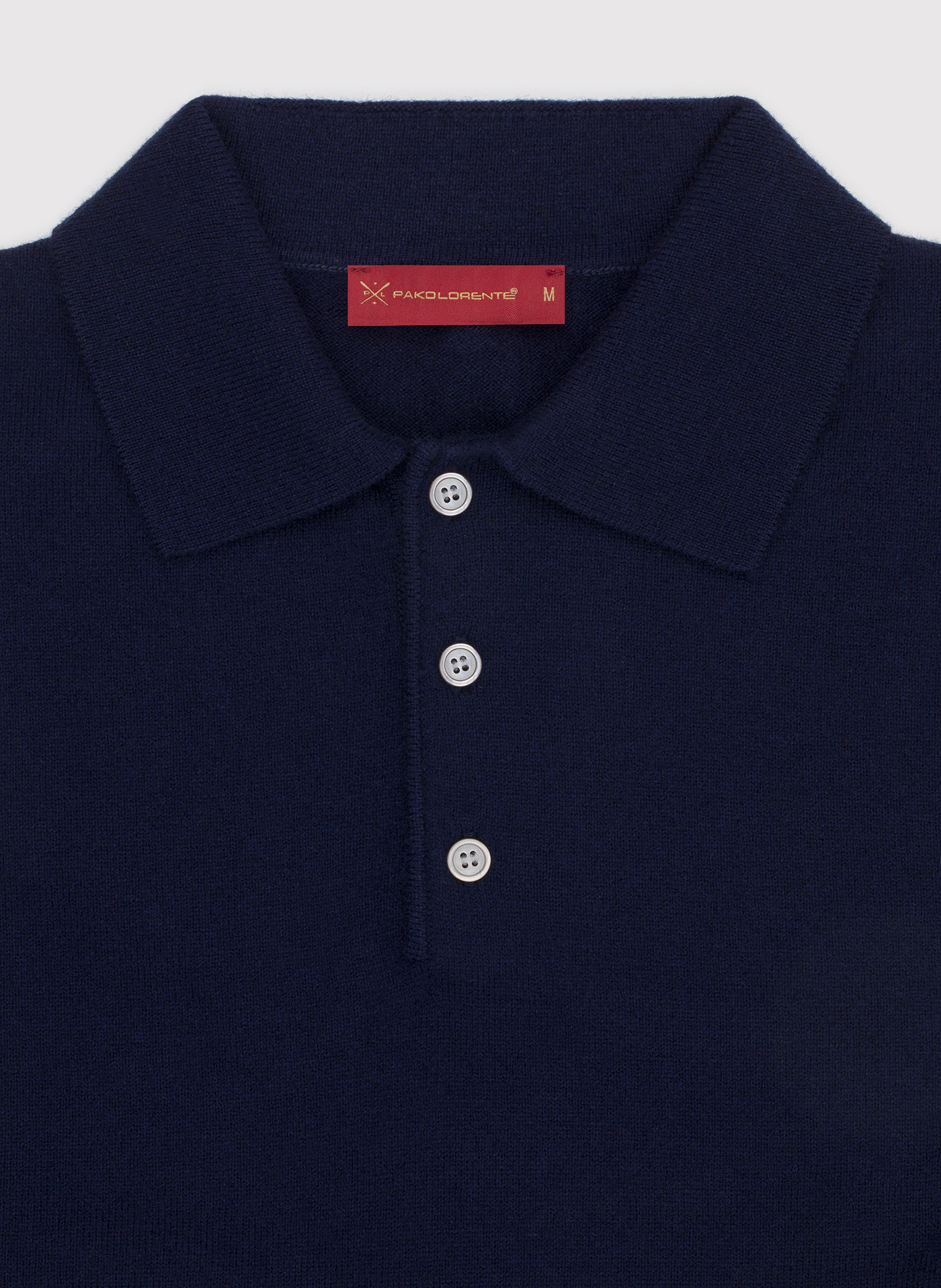 Męski granatowy sweter z kołnierzykiem polo - Pako Lorente