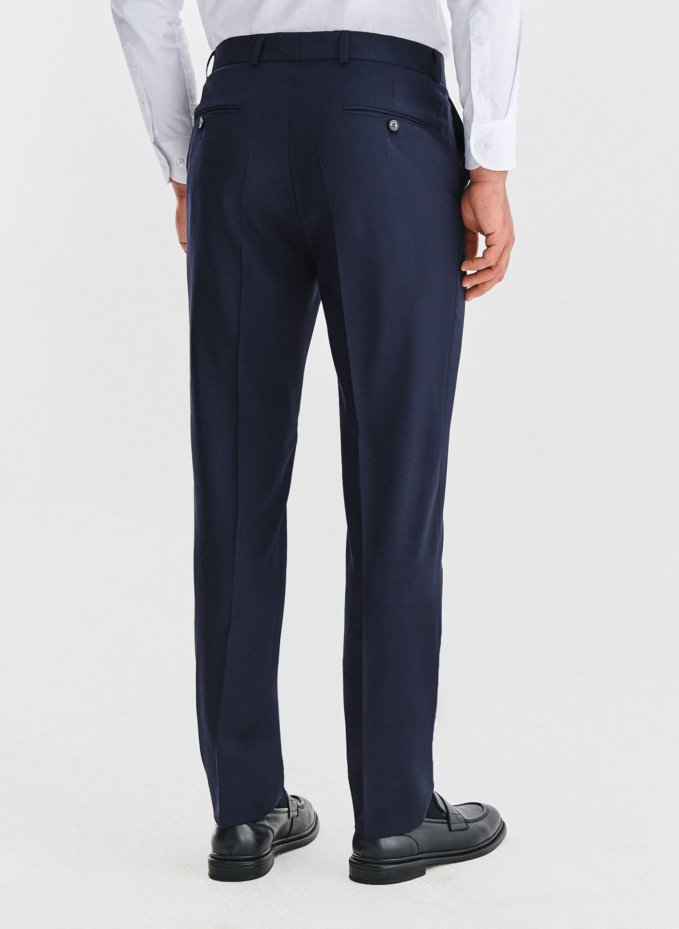 PAKO LORENTE - Wełniane granatowe spodnie garniturowe - Pako Lorente