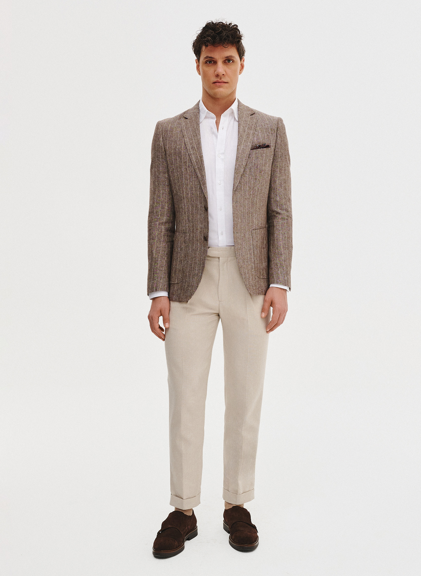 PAKO LORENTE - Marynarka męska z lnem w prążek - Pako Lorente