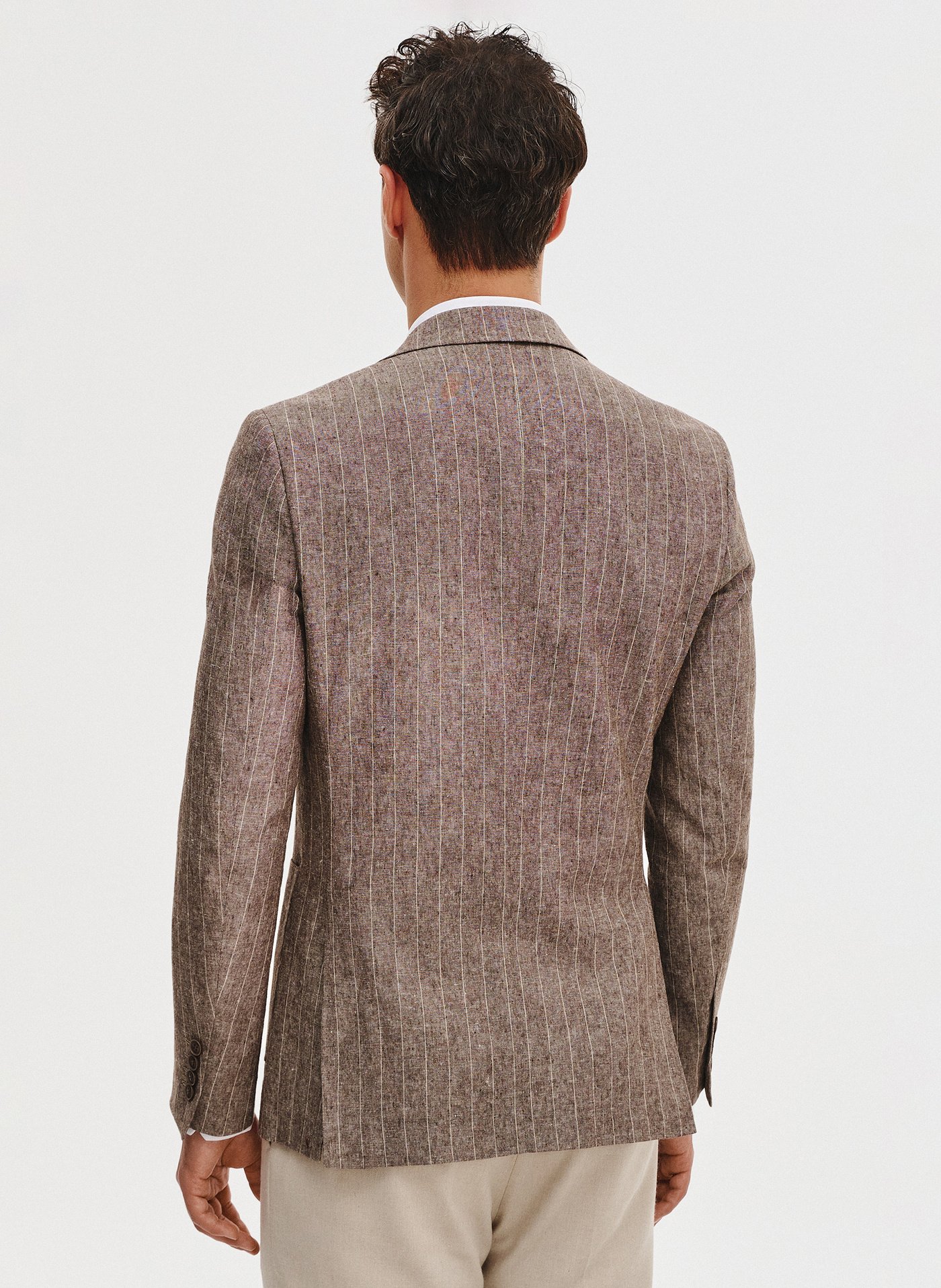 PAKO LORENTE - Marynarka męska z lnem w prążek - Pako Lorente