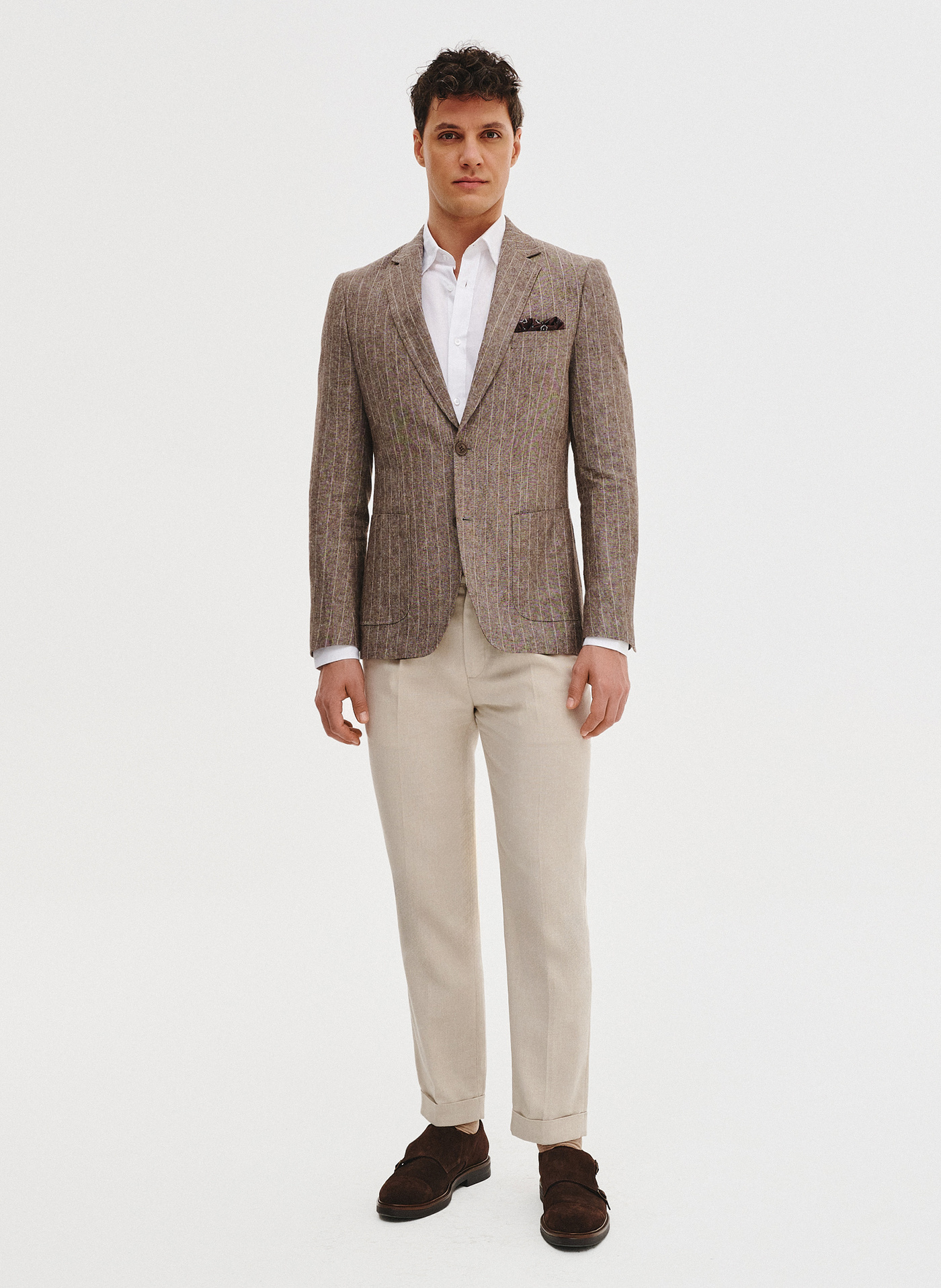 PAKO LORENTE - Marynarka męska z lnem w prążek - Pako Lorente