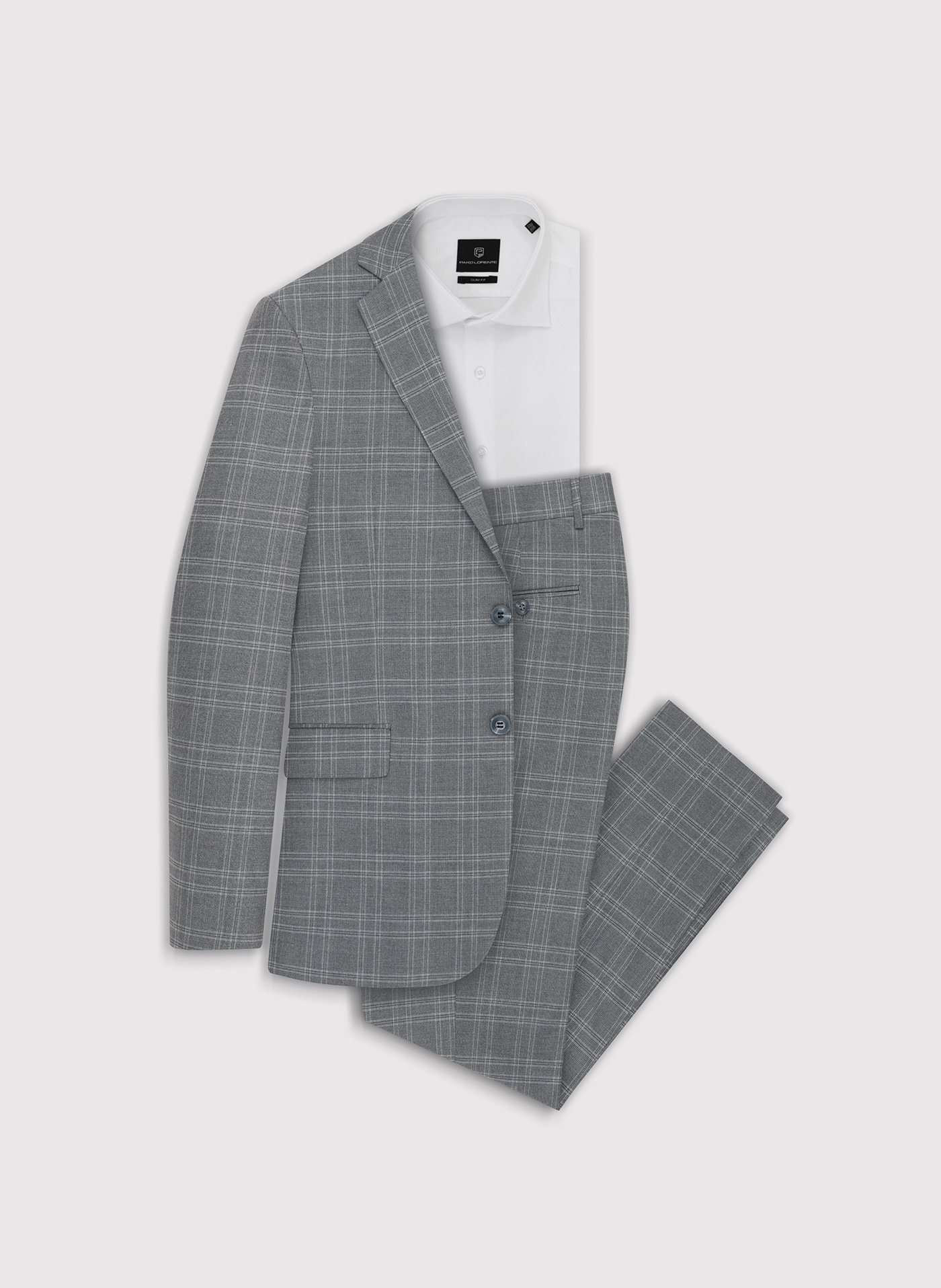 Szare spodnie garniturowe w kratkę - Pako Lorente