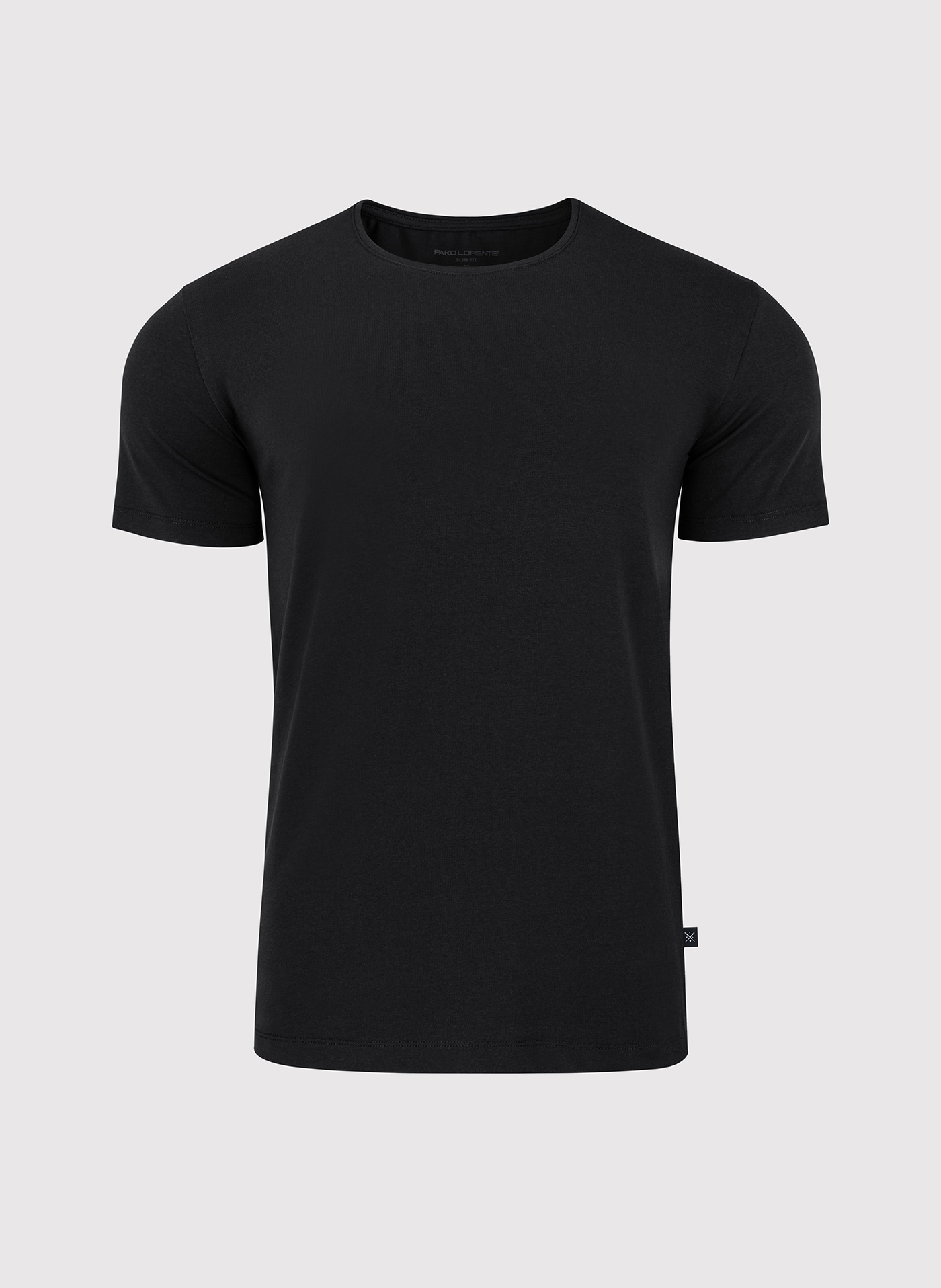 Czarny gładki T-shirt Basic - Pako Lorente