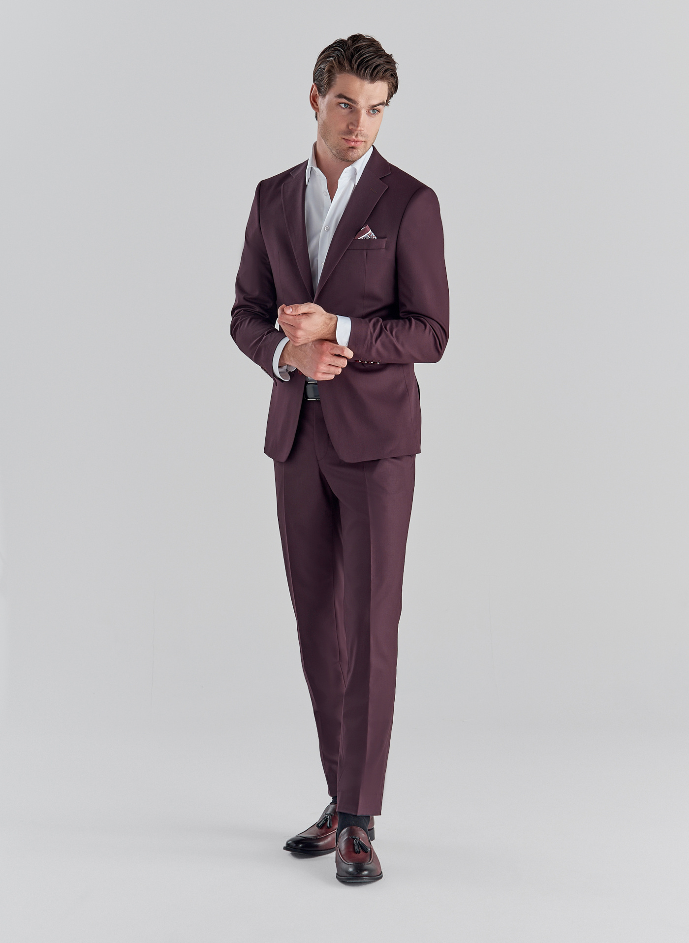 Bordowe spodnie garniturowe P22SF-6G-016-D-S - Pako Lorente