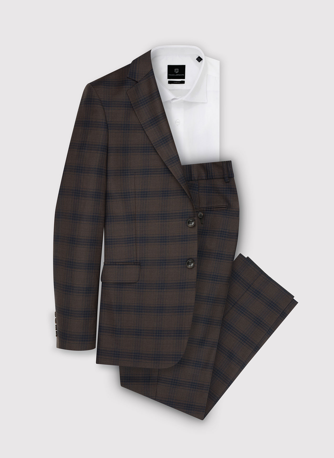 Brązowe spodnie garniturowe P22WP-6G-030-A-S - Pako Lorente