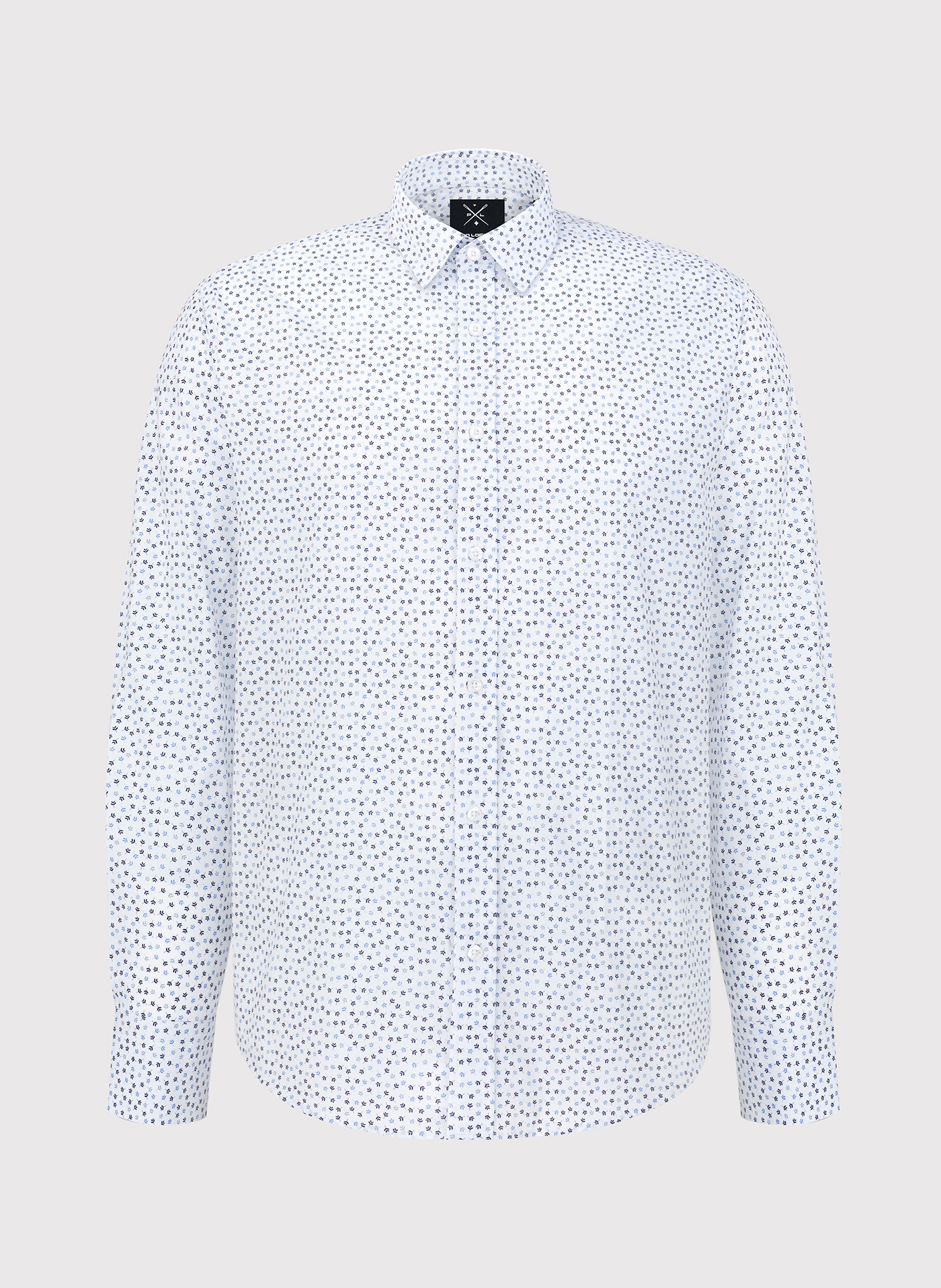 Biała koszula męska w niebieskie listki - Pako Lorente