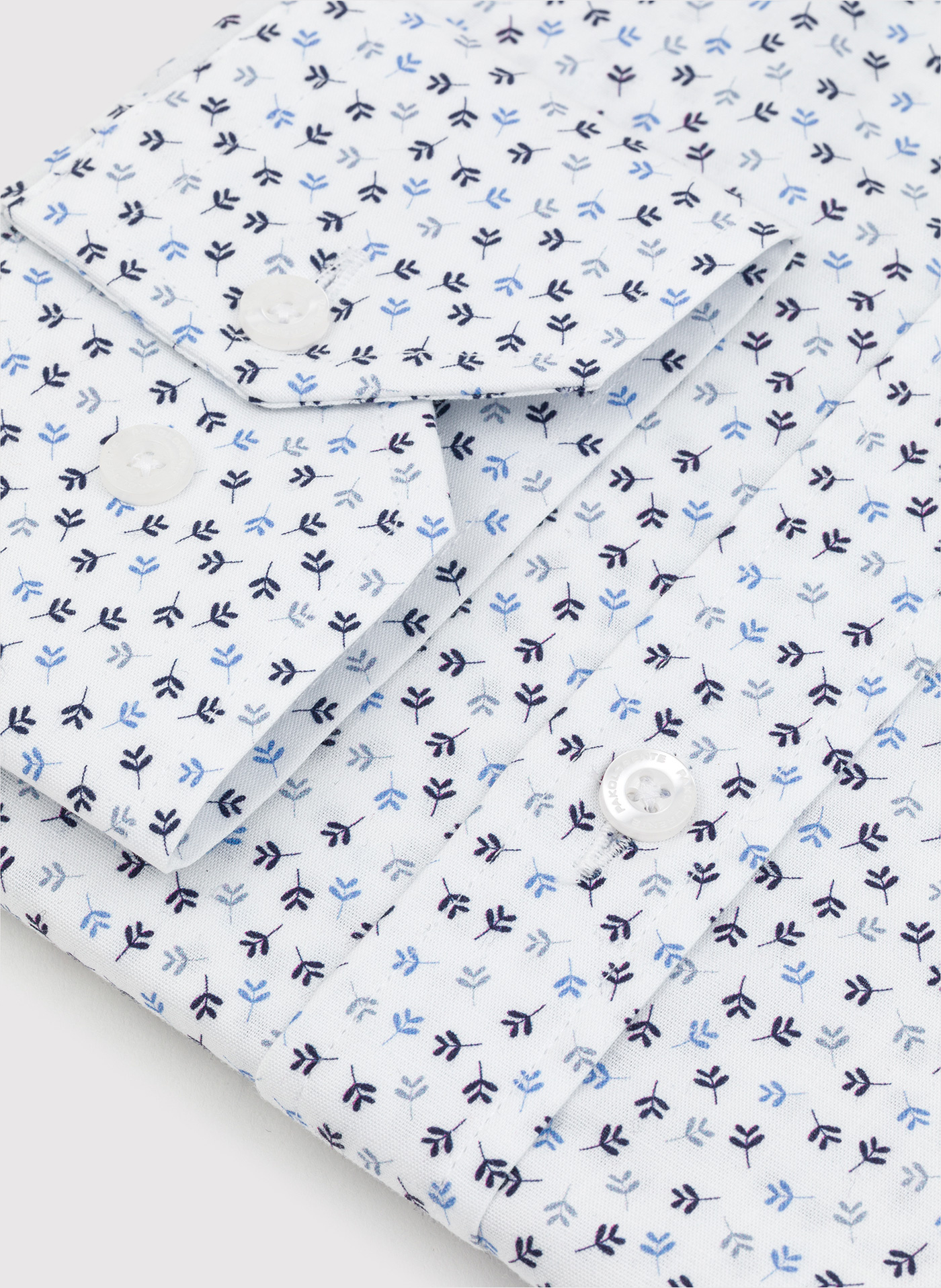 Biała koszula męska w niebieskie listki - Pako Lorente
