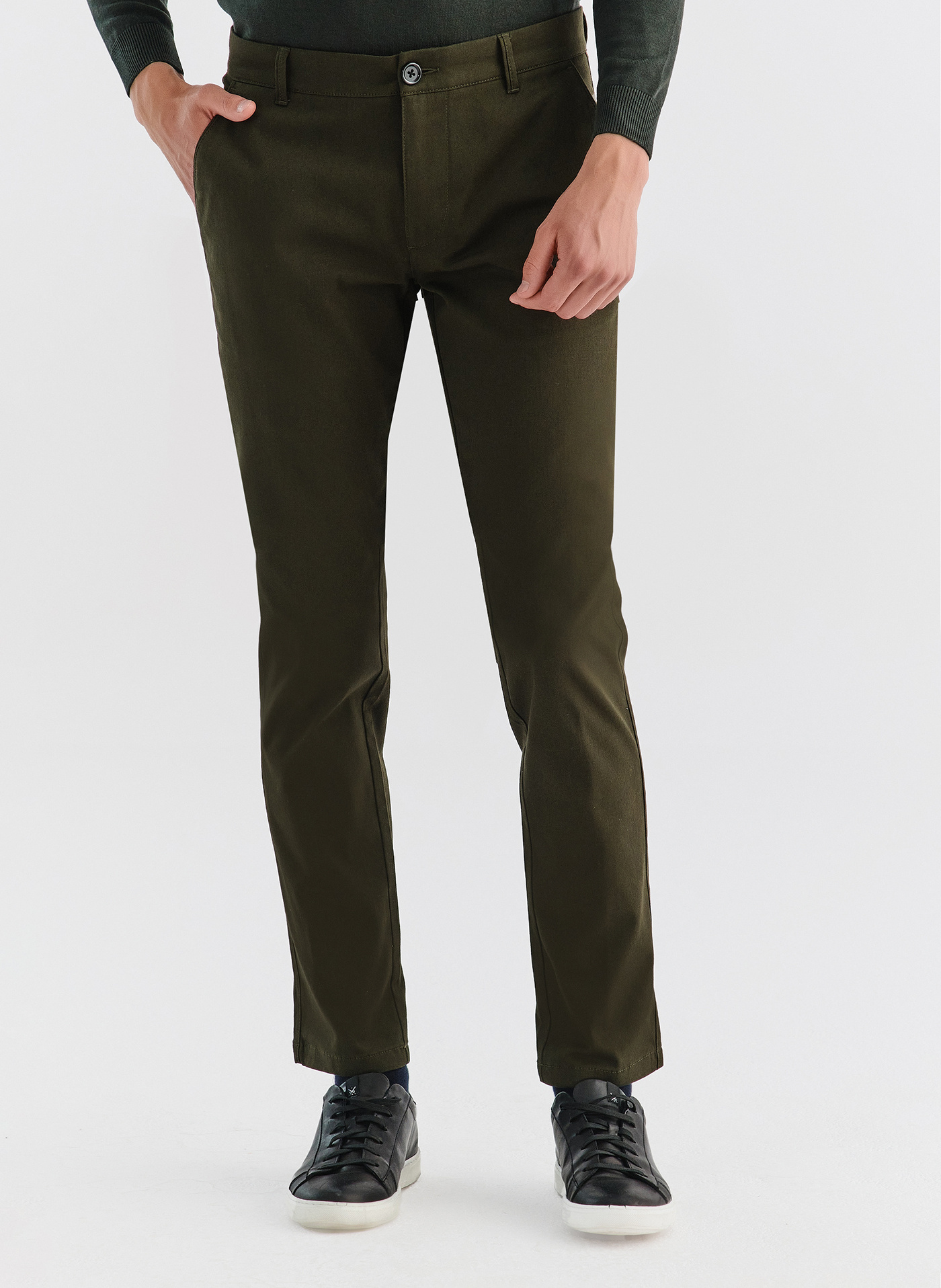 Zielone spodnie męskie o kroju Slim Fit - Pako Lorente