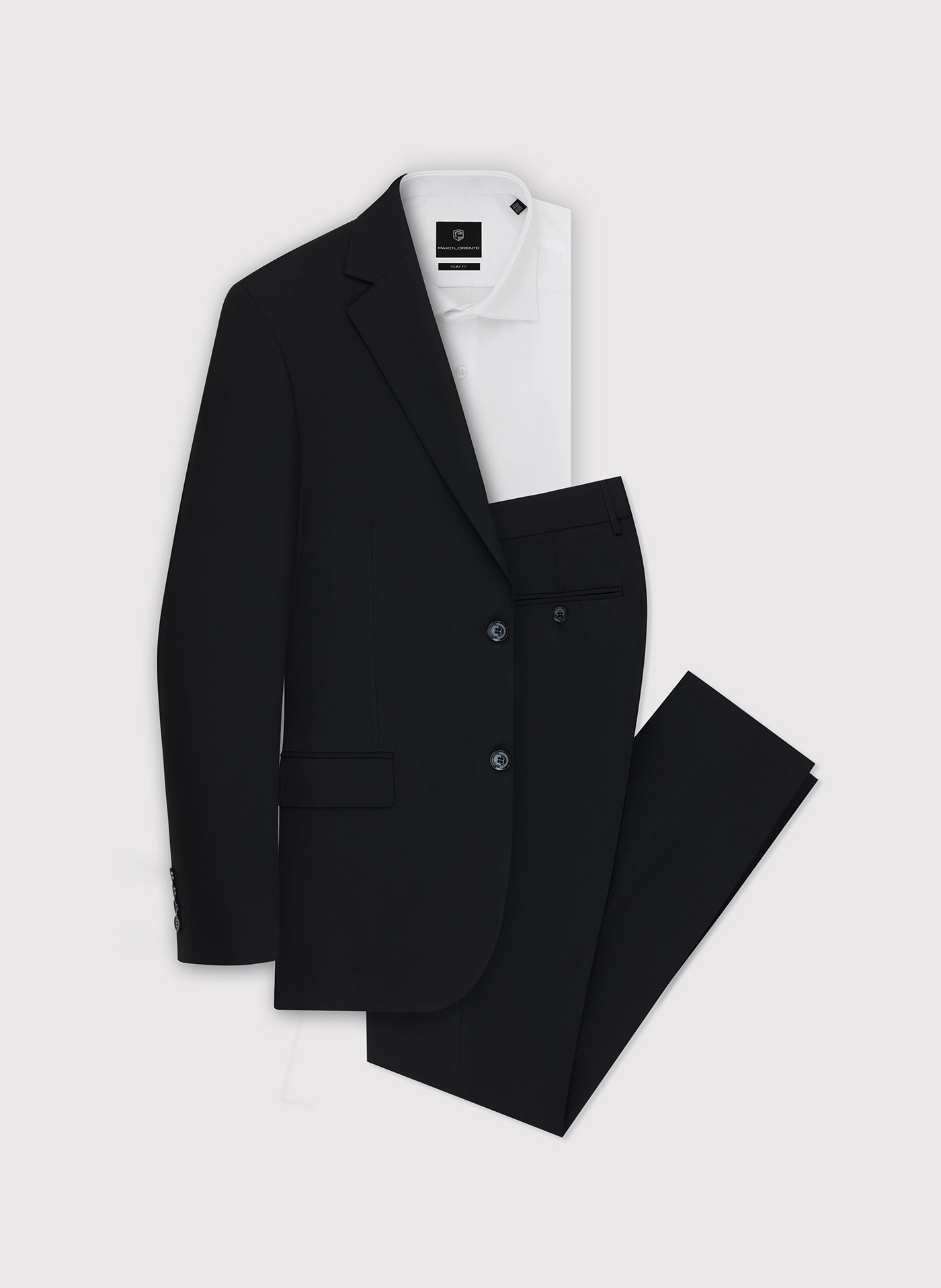 PAKO LORENTE - Gładki czarny garnitur męski - Pako Lorente
