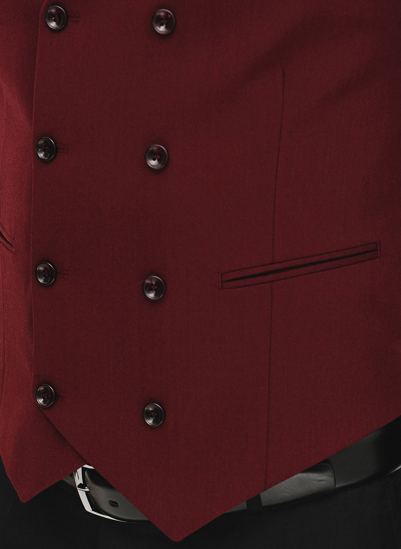 PAKO LORENTE - Bordowa dwurzędowa kamizelka męska - Pako Lorente