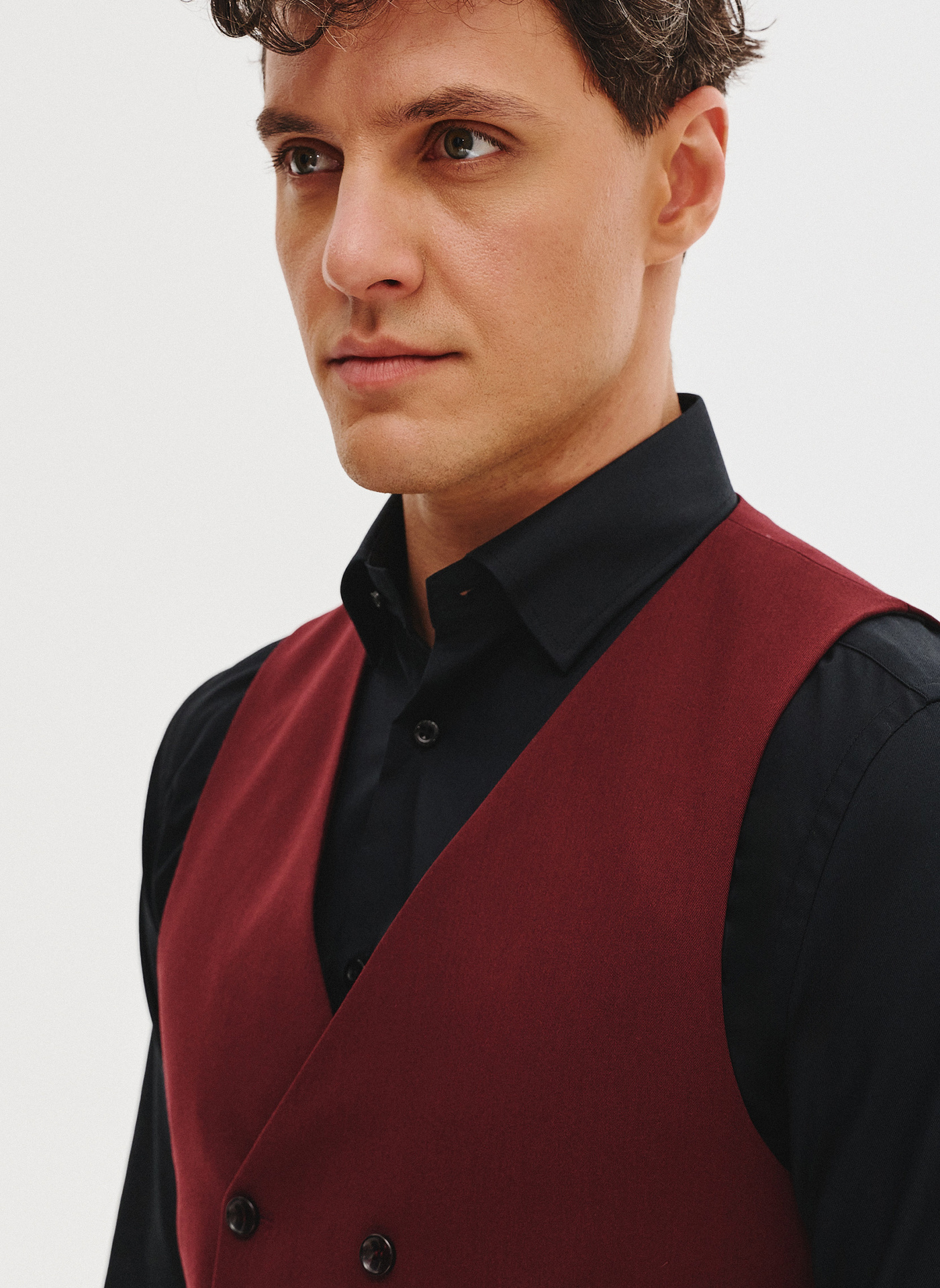 PAKO LORENTE - Bordowa dwurzędowa kamizelka męska - Pako Lorente