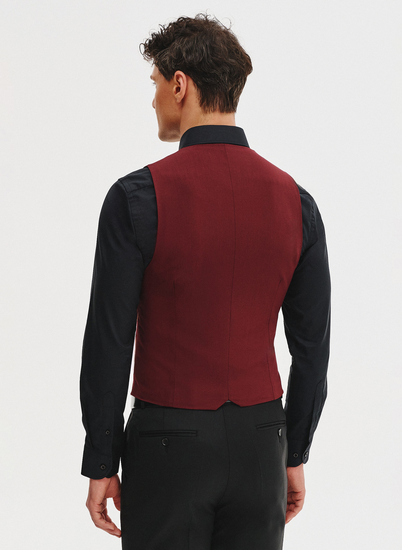 PAKO LORENTE - Bordowa dwurzędowa kamizelka męska - Pako Lorente