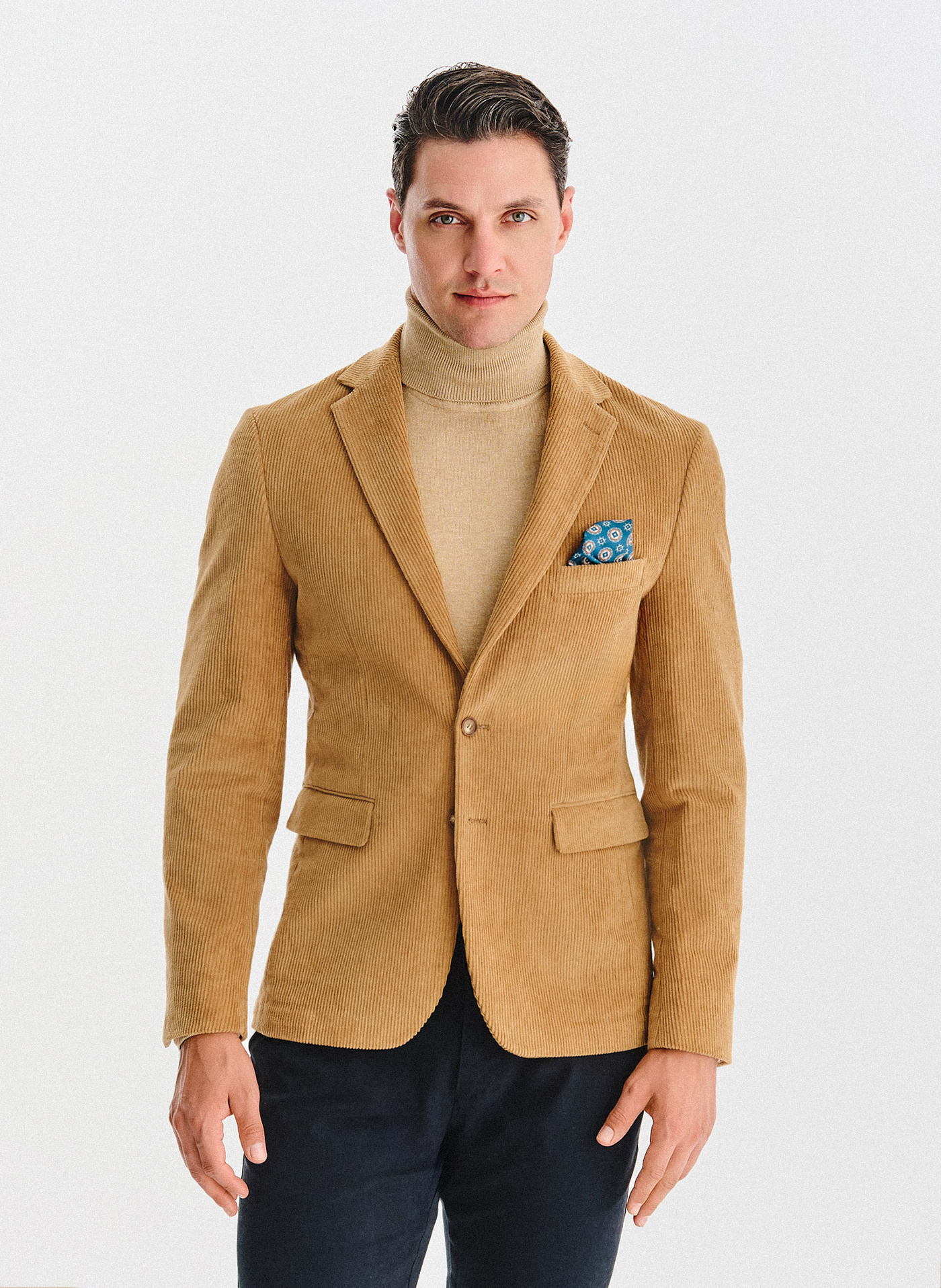 PAKO LORENTE - Beżowa sztruksowa marynarka męska - Pako Lorente