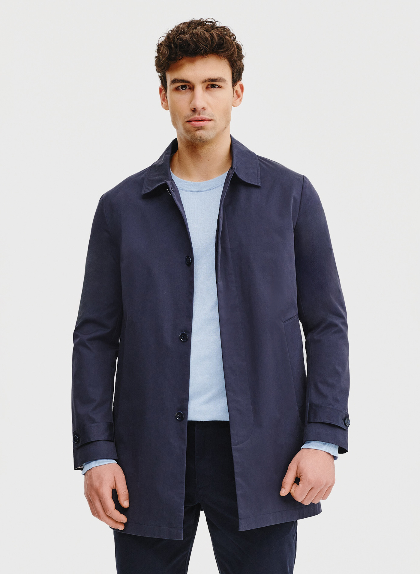 Wiosenny płaszcz męski w kolorze granatowym - Pako Lorente