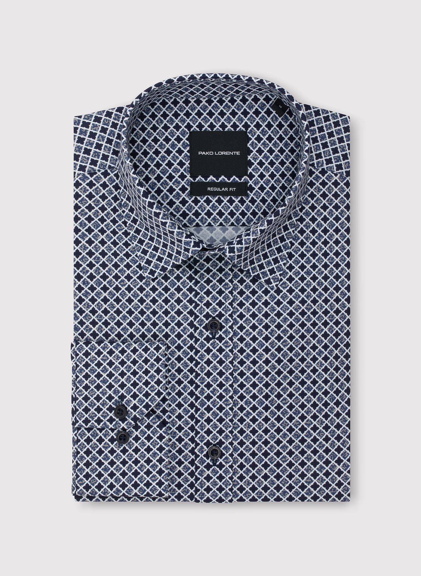 Granatowa koszula we wzór geometryczny - Pako Lorente