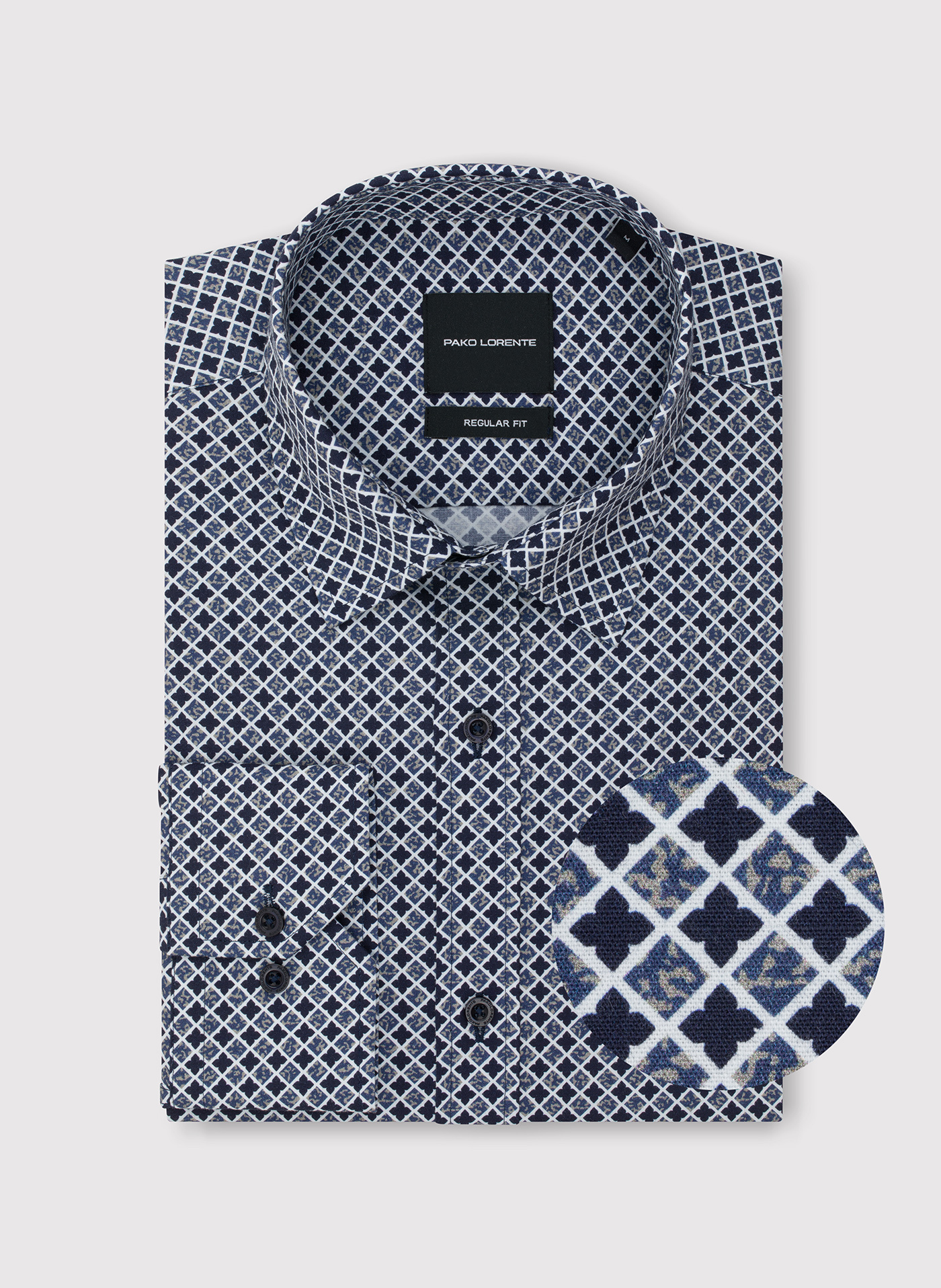 Granatowa koszula we wzór geometryczny - Pako Lorente