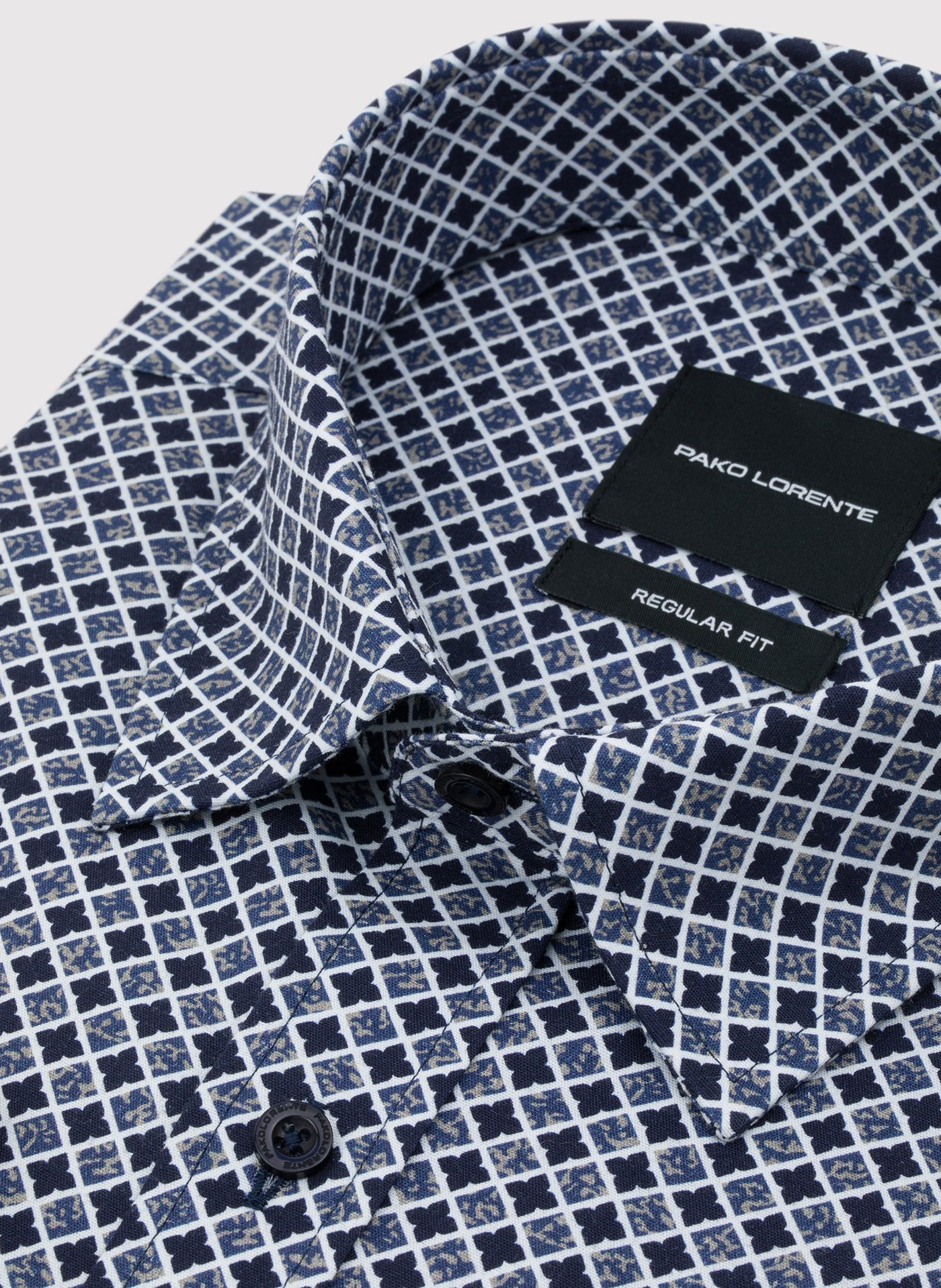 Granatowa koszula we wzór geometryczny - Pako Lorente