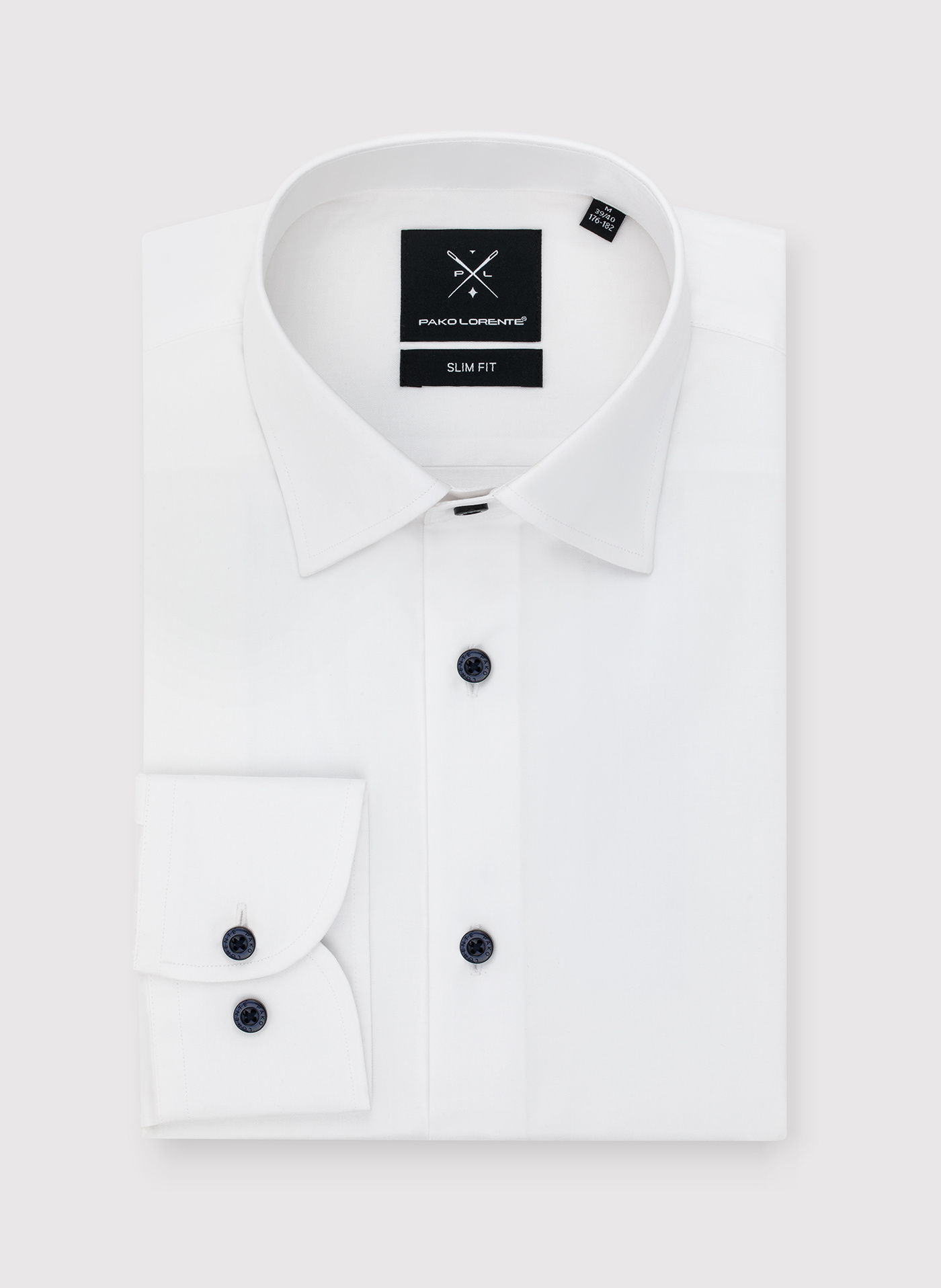 Gładka bawełniana koszula męska długi rękaw - Pako Lorente