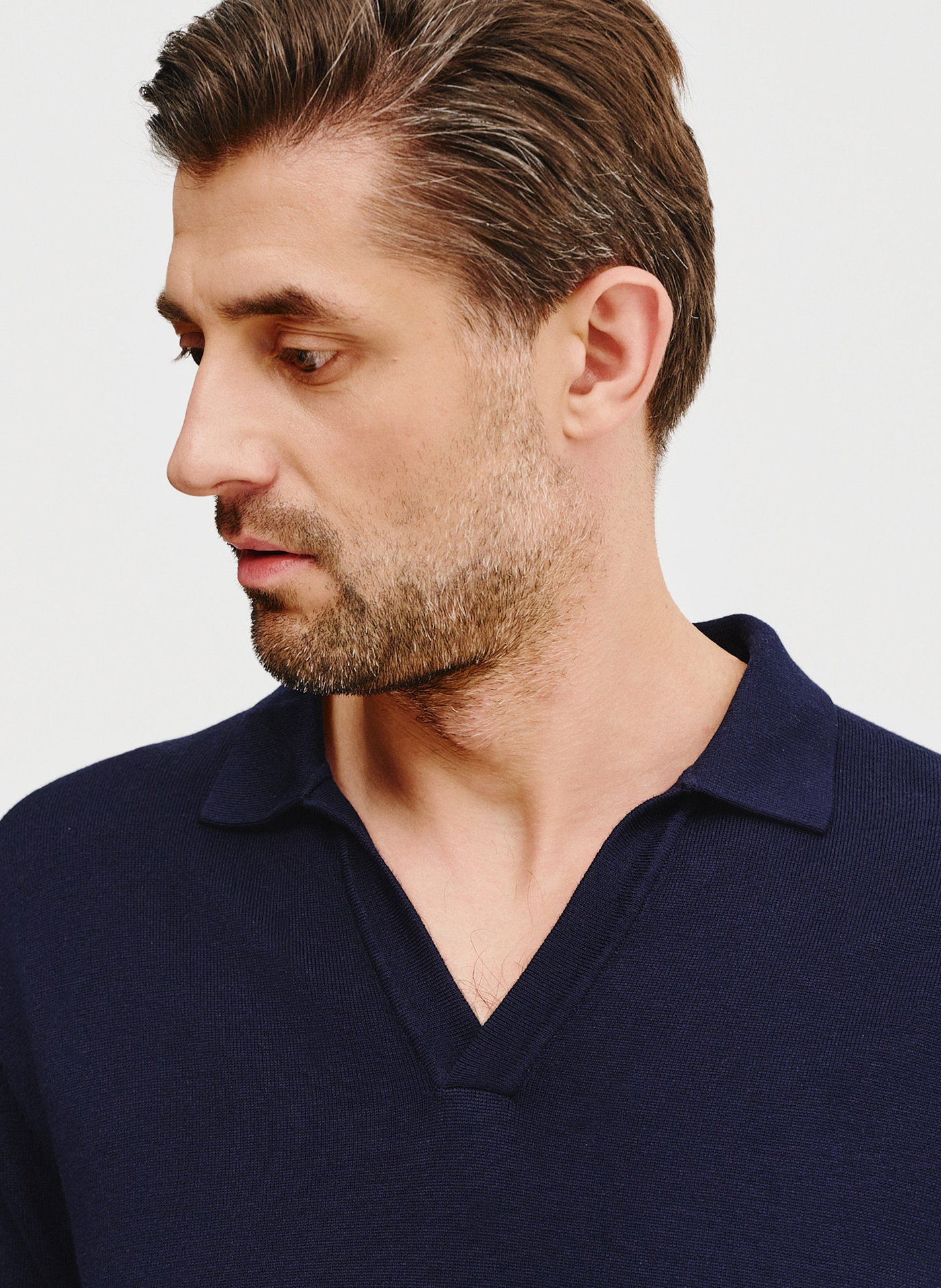 Męski sweter z kołnierzykiem polo - Pako Lorente