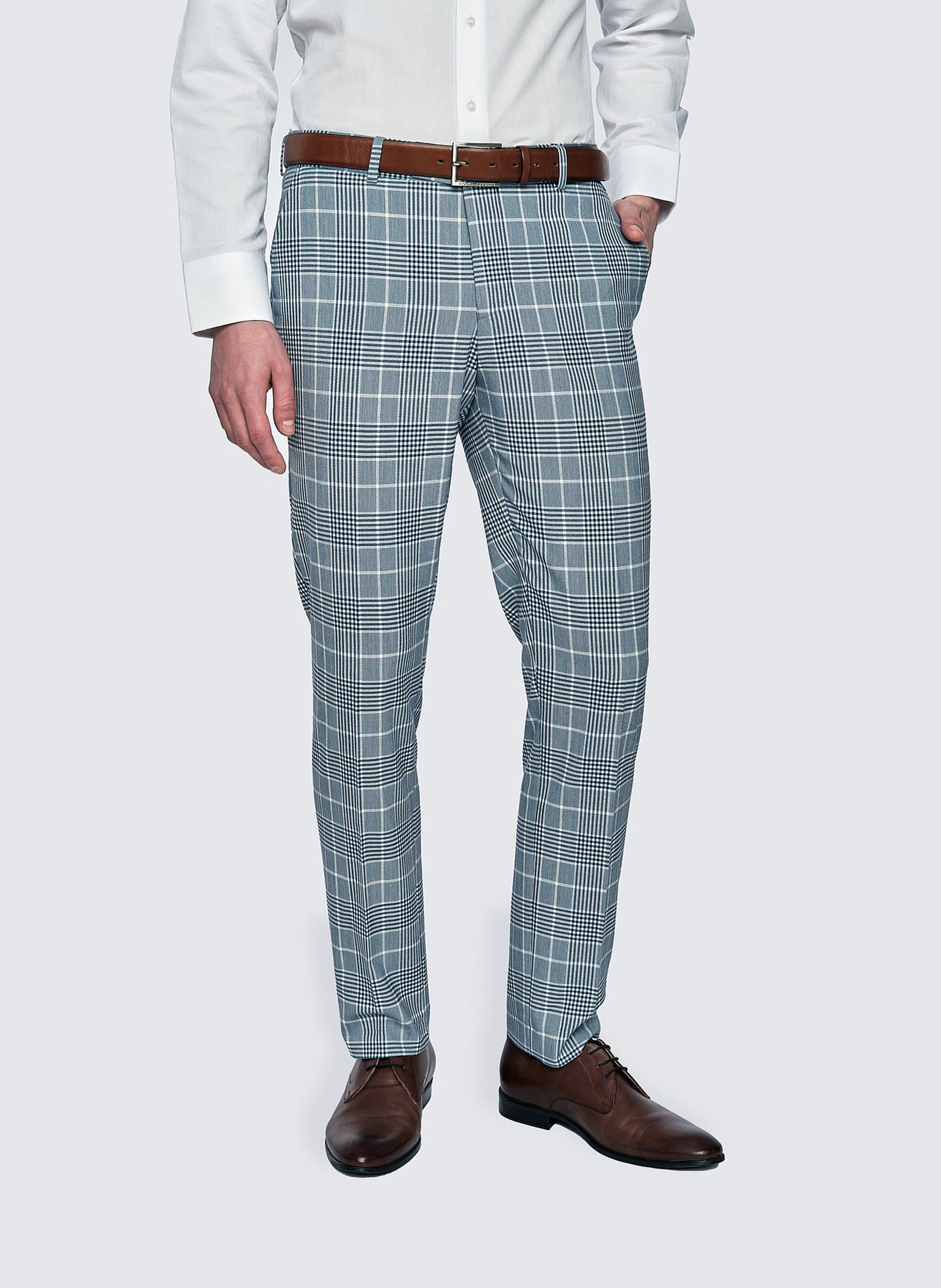 Niebieskie spodnie garniturowe w kratę - Pako Lorente
